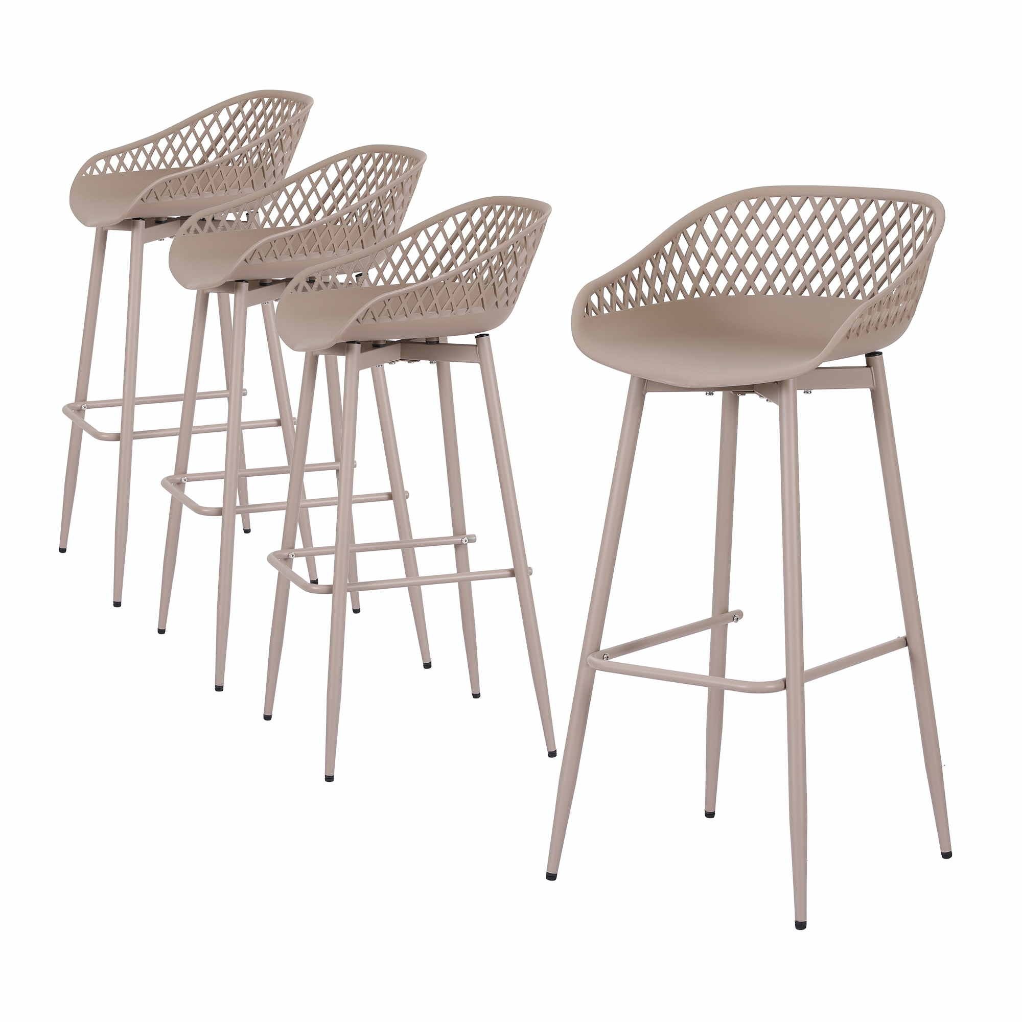 Gardeon 4-Piece Outdoor Bar Stools Plastic Metal Dining Chair Furniture Coffee Bedworld