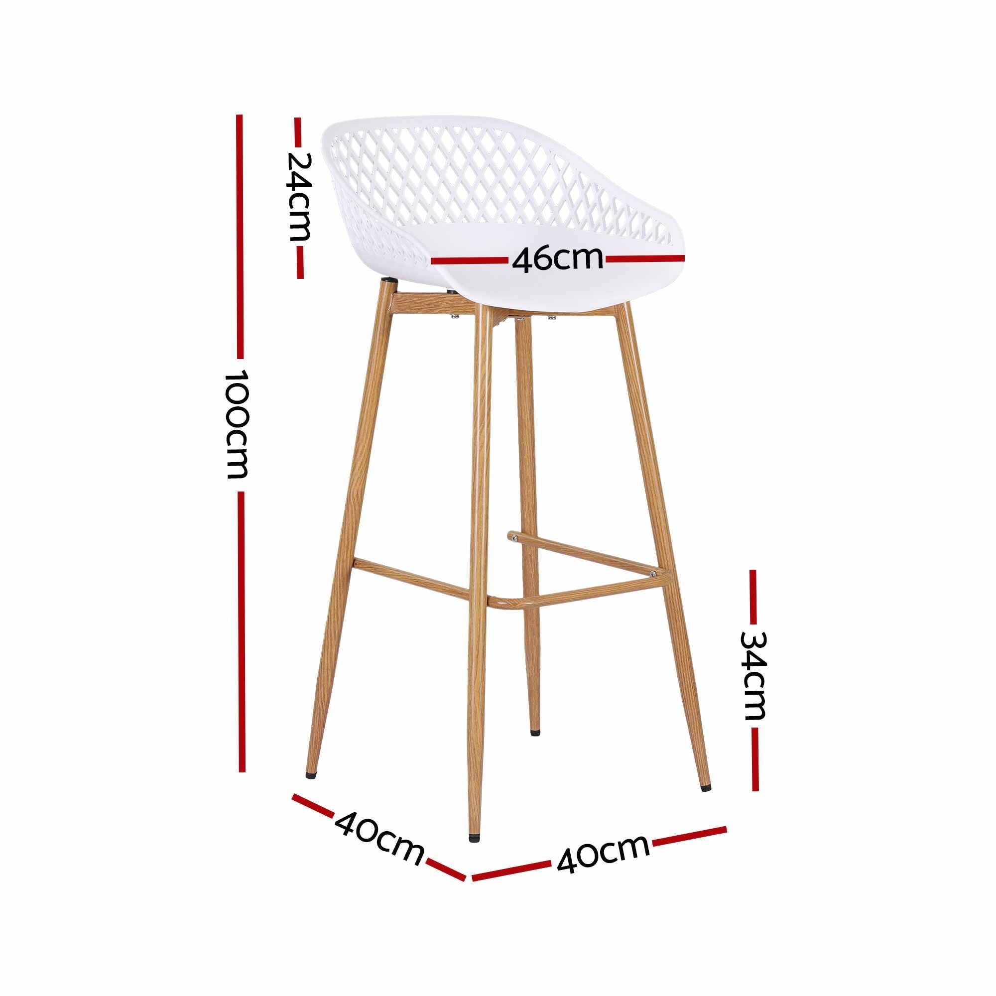 Gardeon 2PC Outdoor Bar Stools Plastic Metal Dining Chair Patio Furniture White Bedworld