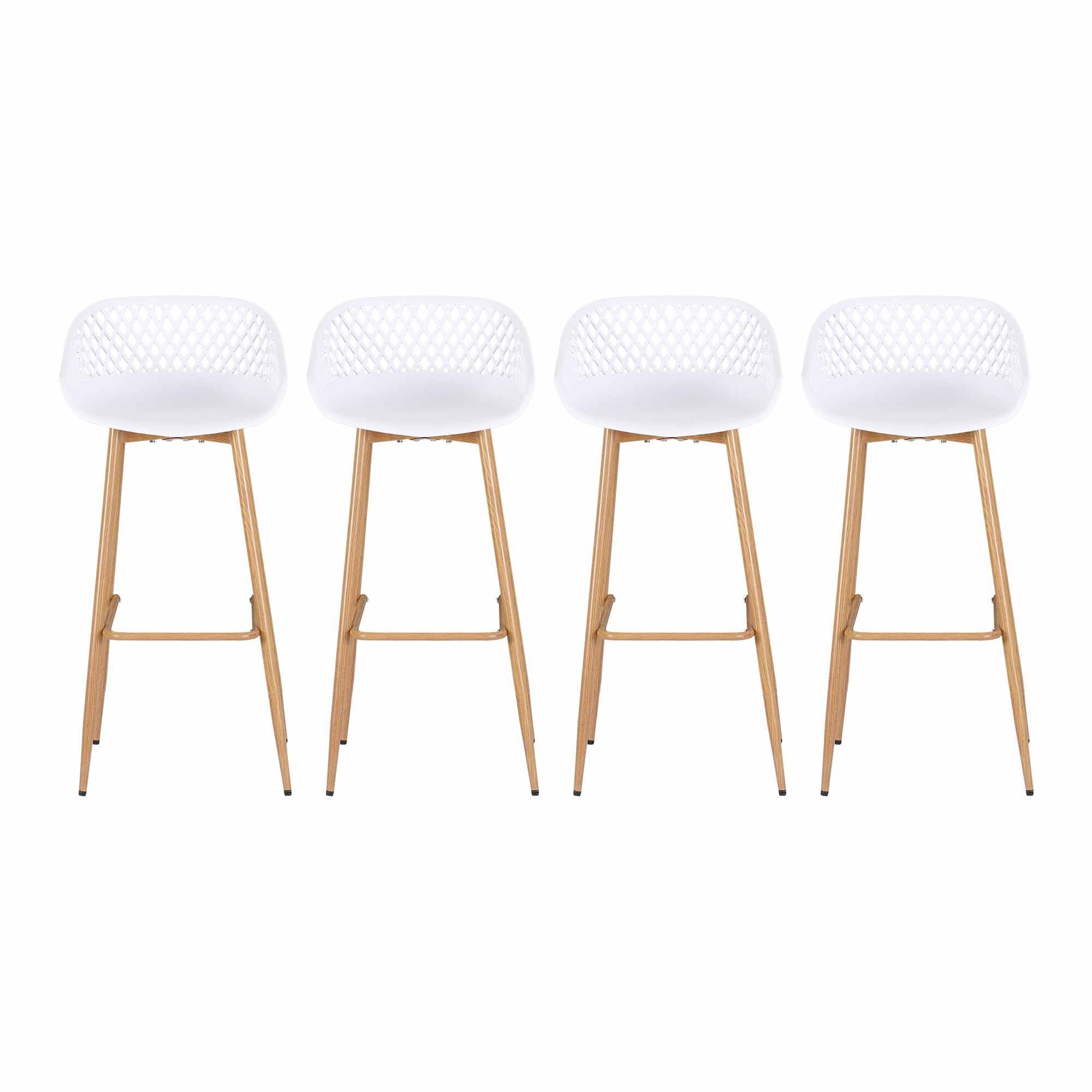 Gardeon 4-Piece Outdoor Bar Stools Plastic Metal Dining Chair Balcony White Bedworld