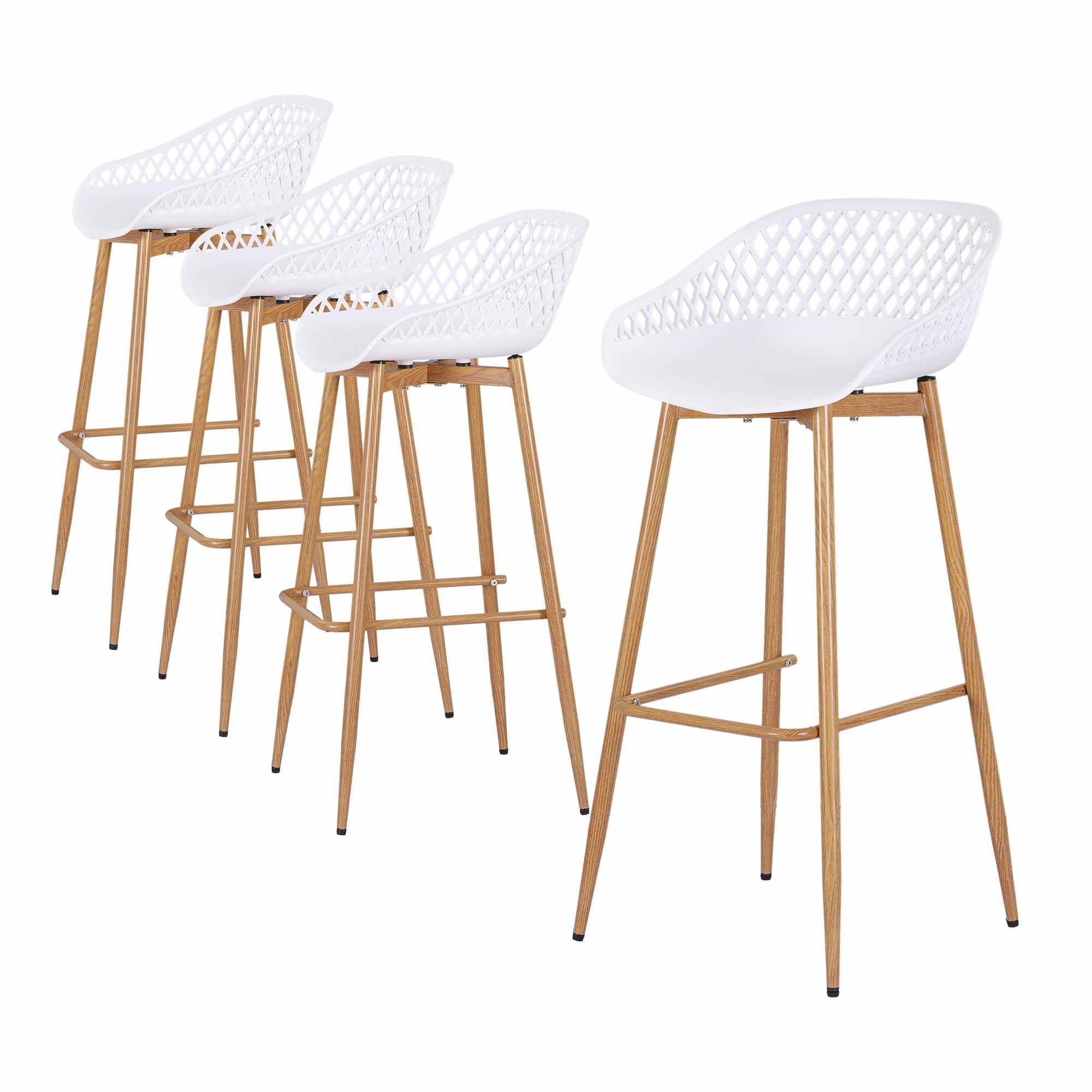 Gardeon 4-Piece Outdoor Bar Stools Plastic Metal Dining Chair Balcony White Bedworld