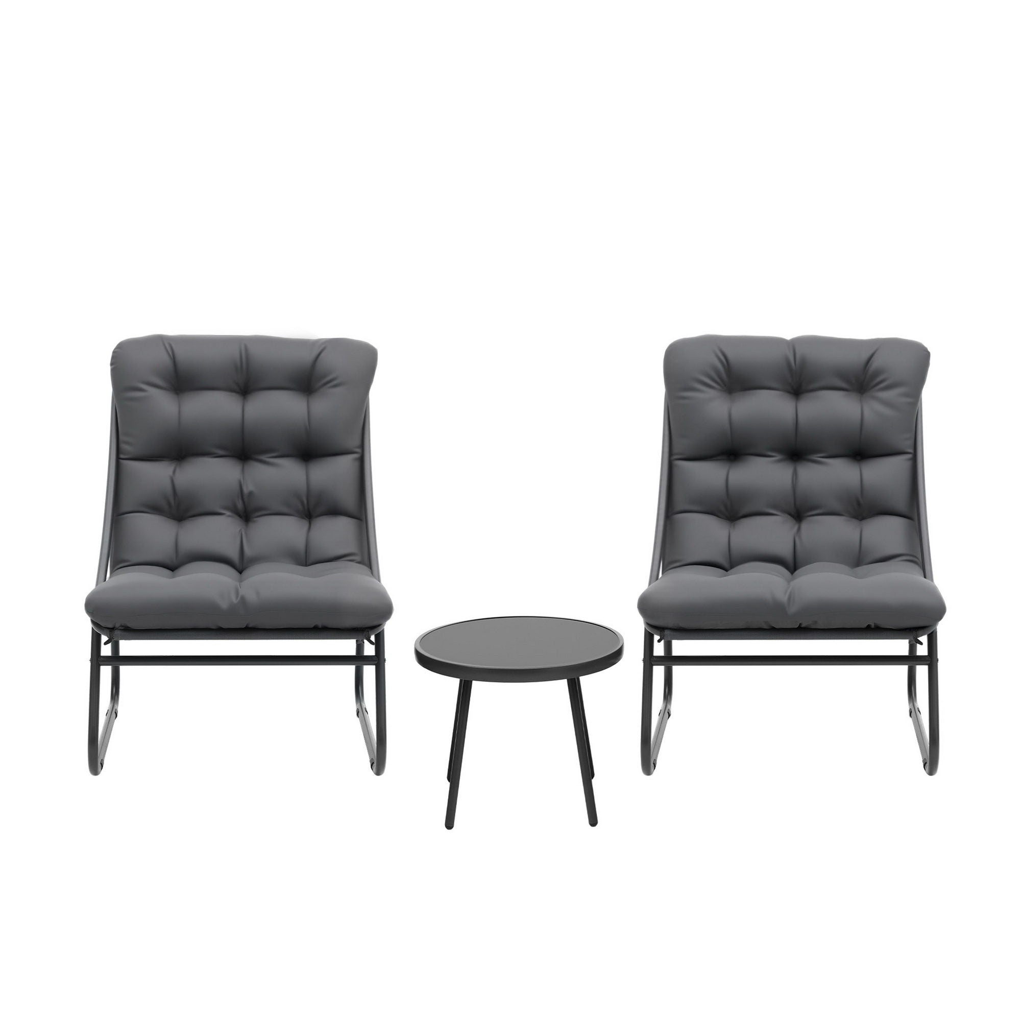 Gardeon 3PC Outdoor Bistro Set Patio Furniture Table and Chairs Steel Dining Chair