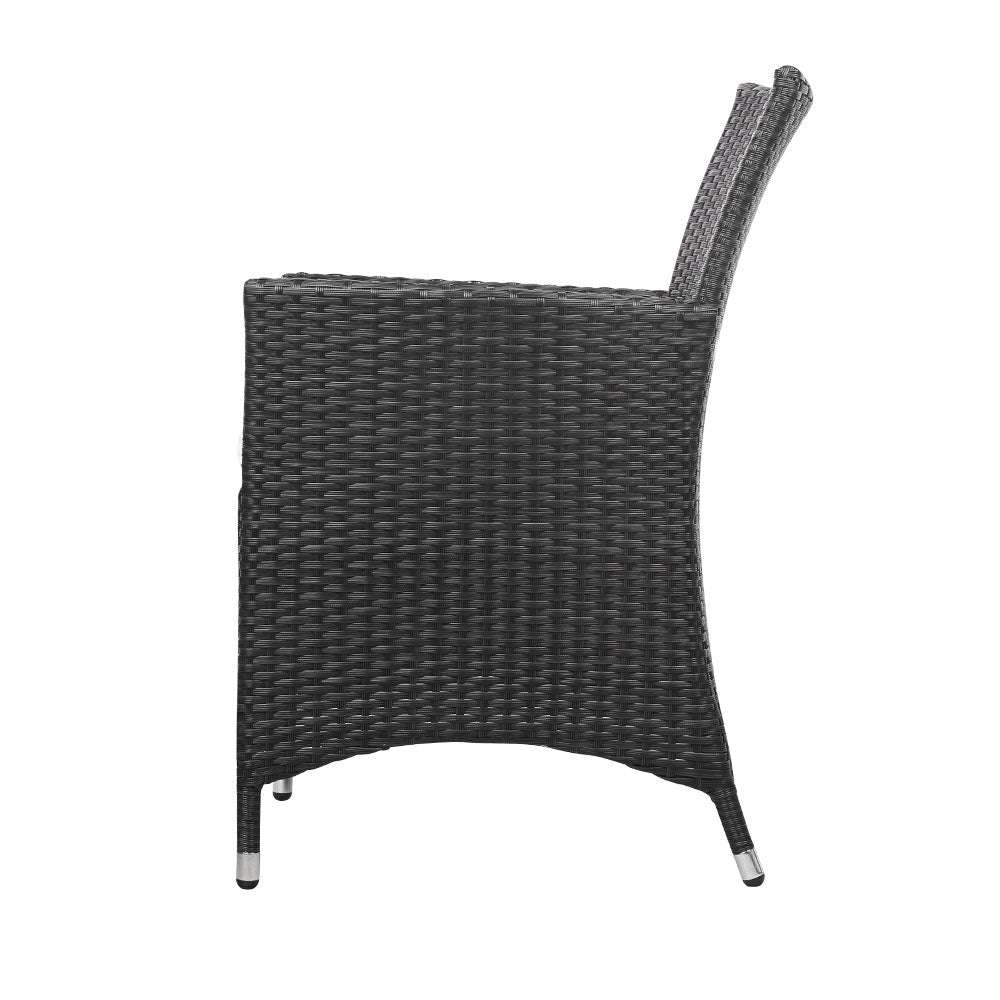 Gardeon 3PC Outdoor Bistro Set Patio Furniture Wicker Chairs Table Cushion