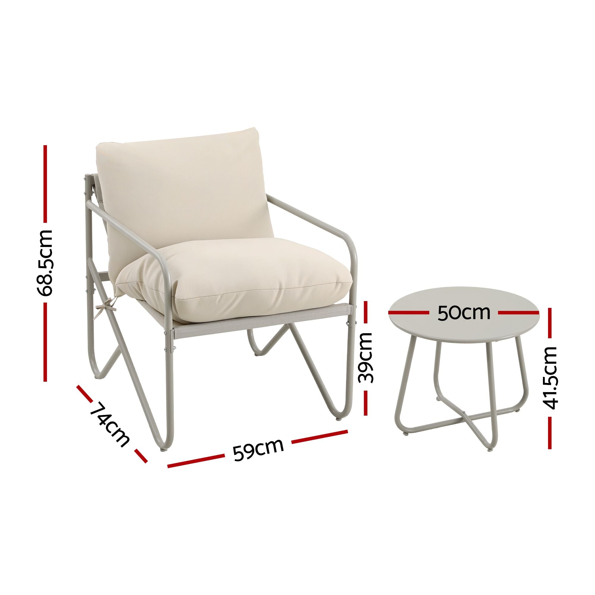 Gardeon Outdoor Bistro Set 3 Piece Patio Furniture Conversation Table and Chairs Khaki Bedworld