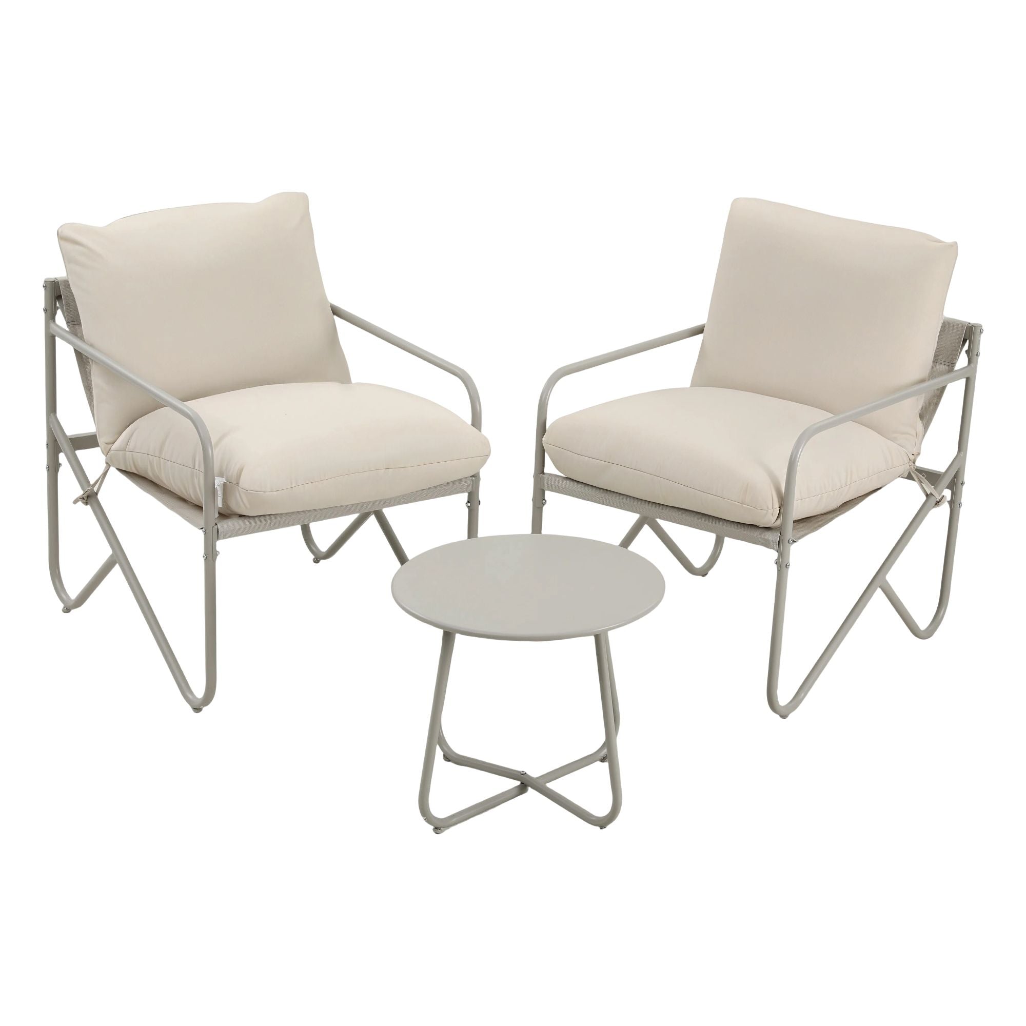 Gardeon Outdoor Bistro Set 3 Piece Patio Furniture Conversation Table and Chairs Khaki Bedworld
