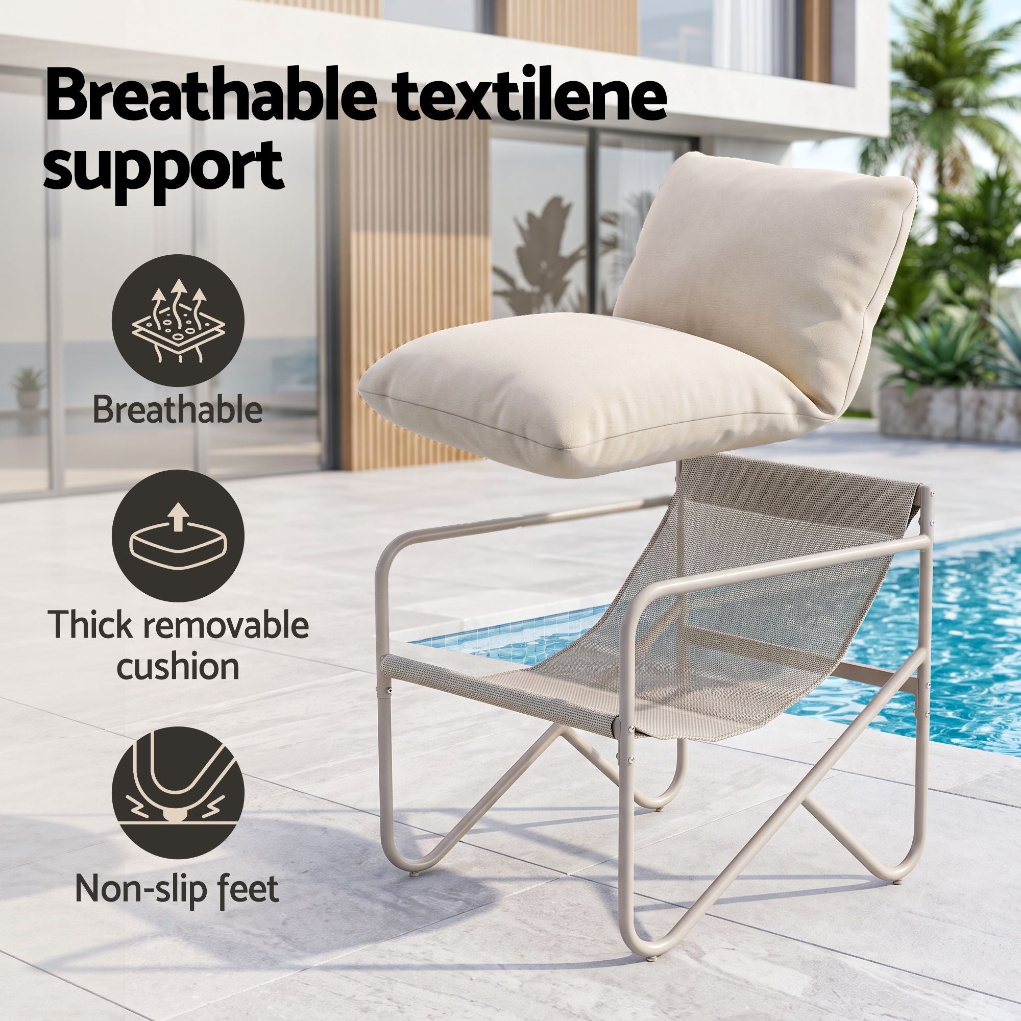 Gardeon Outdoor Bistro Set 3 Piece Patio Furniture Conversation Table and Chairs Khaki Bedworld