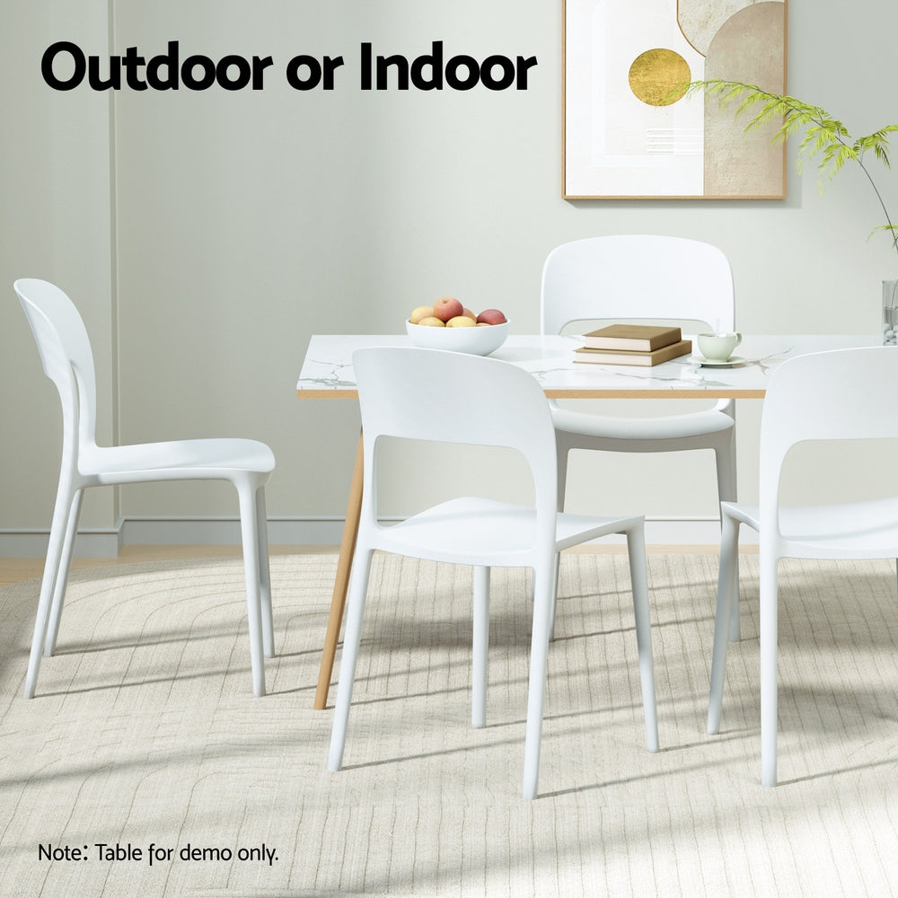 Gardeon 4PC Outdoor Dining Chairs Stackable PP Patio Chair Garden Furniture White
