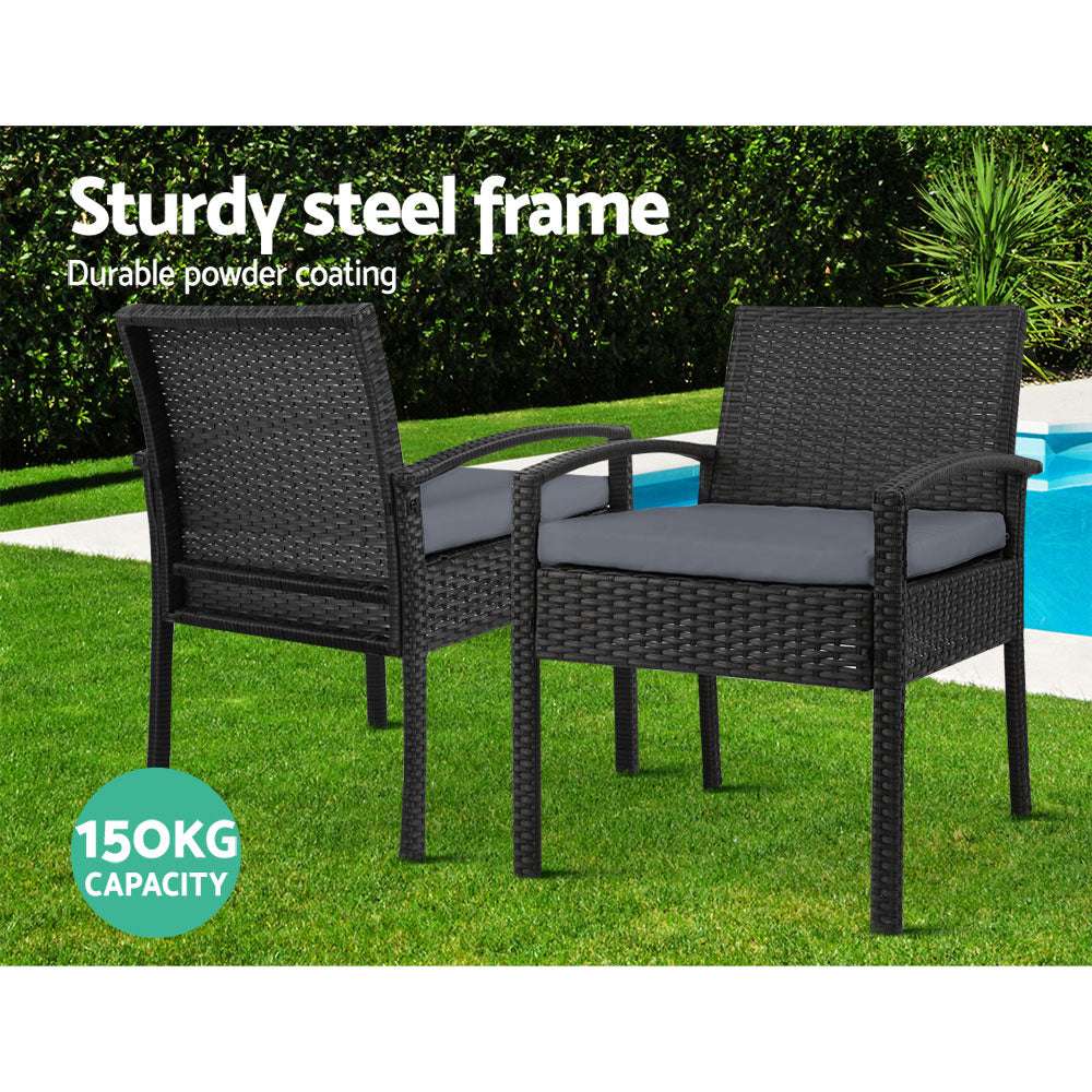 Gardeon 2PC Outdoor Dining Chairs Patio Furniture Rattan Lounge Chair