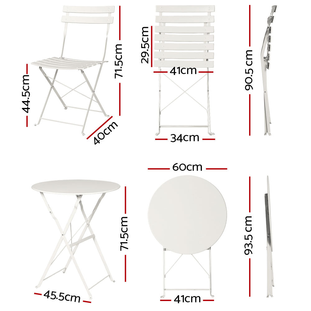 Gradeon 3PC Outdoor Bistro Set Steel Table