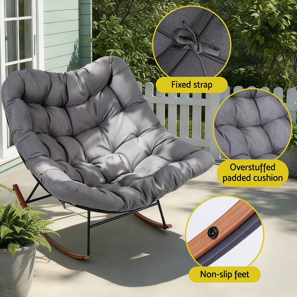 Gardeon Outdoor Rocking Chair Furniture Papasan Recliner Garden Patio Lounge Setting
