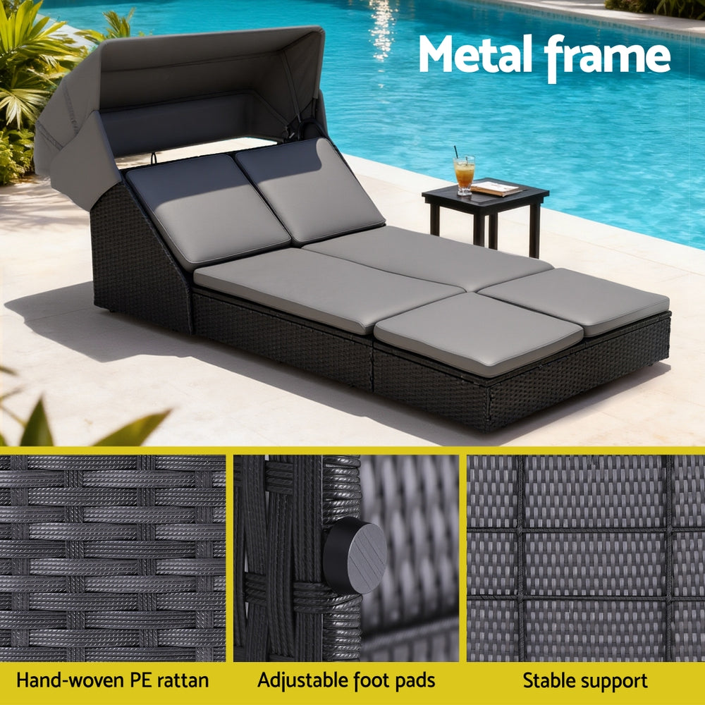 Gardeon Outdoor Day Bed Sun Lounge Setting Wicker Lounger Patio Furniture
