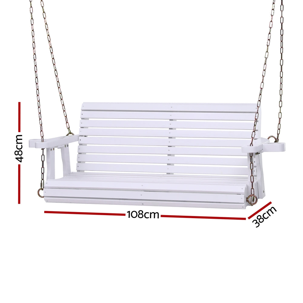 Gardeon Porch Outdoor Swing Chair With Cup Holder Wooden Furniture 2 Seater