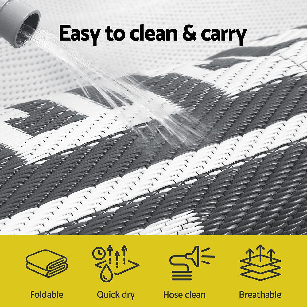 Gardeon Outdoor Rugs 274x366cm Large Carpet Reversible Area Mat PP Dual-Sided Patio Rug Greek Key