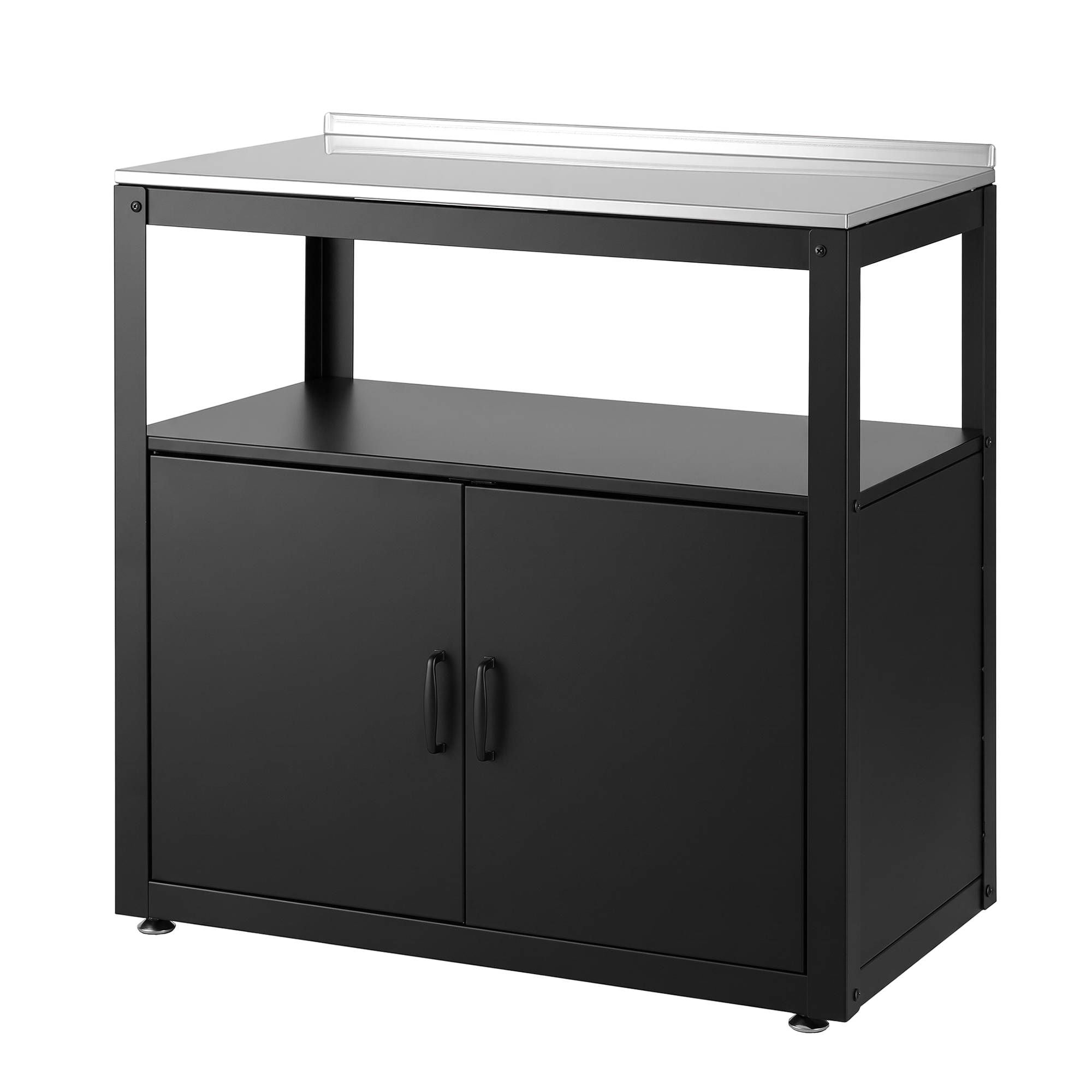 Gardeon Outdoor Storage Cabinet Garden Potting Bench Stainless Steel Table Top Black Bedworld