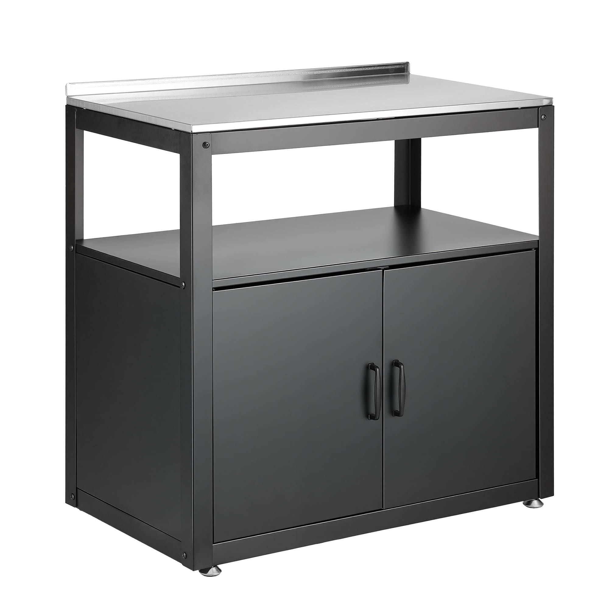 Gardeon Outdoor Storage Cabinet Garden Potting Bench Stainless Steel Table Top Black Bedworld