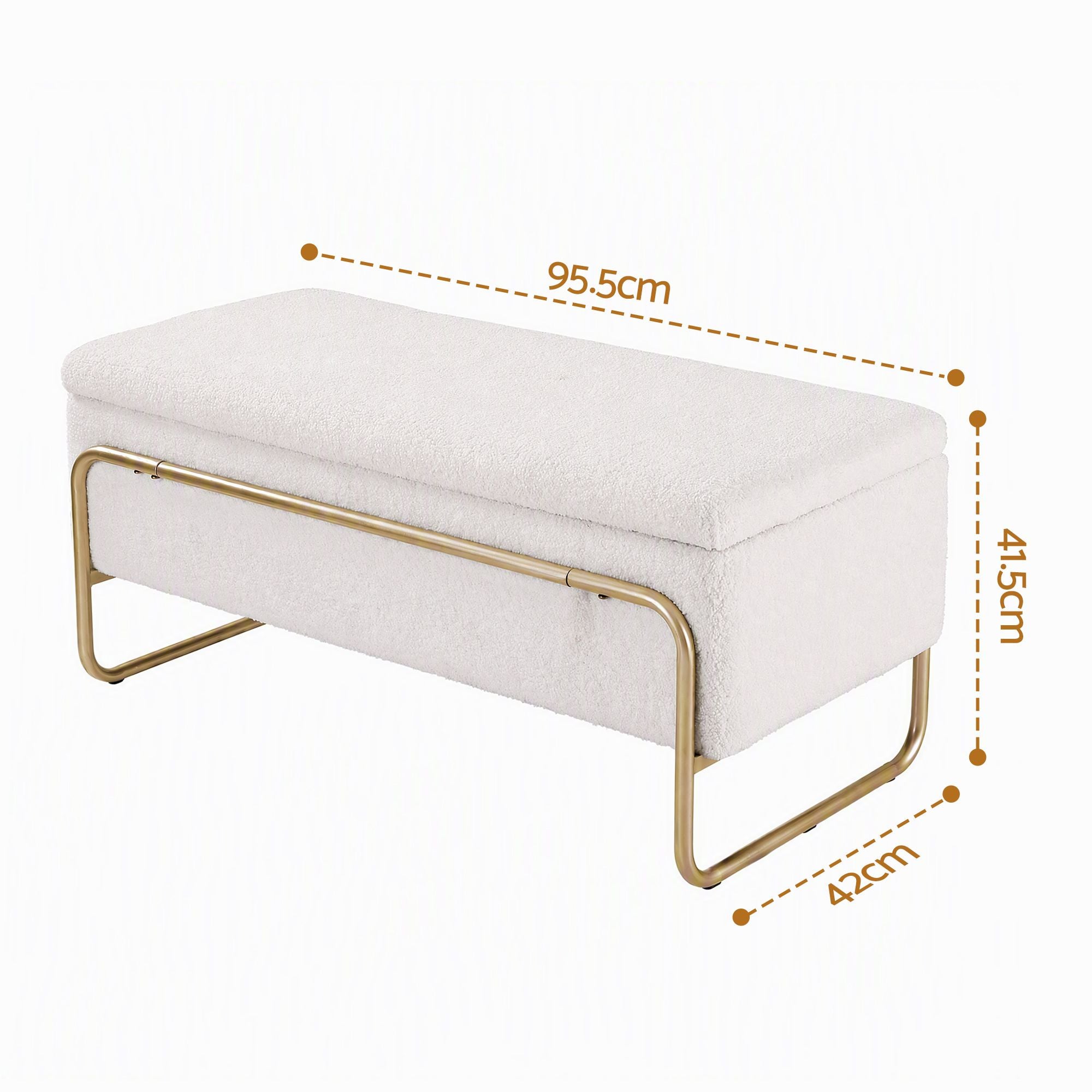 Artiss Storage Ottoman Boucle Padded Seat Footrest Hidden Storage Cream White Bedworld