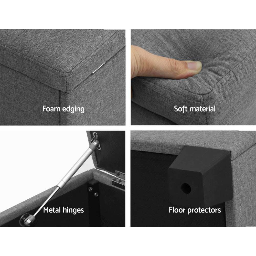 Artiss Storage Ottoman Blanket Box 97cm Linen Grey
