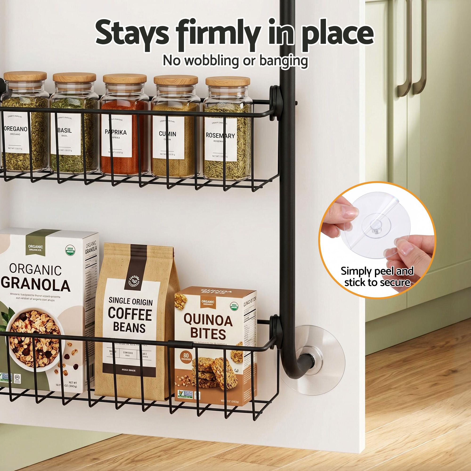 Artiss Over Door Storage Hanger Pantry 6-Tier Metal Hook Hanging Organiser Black Bedworld