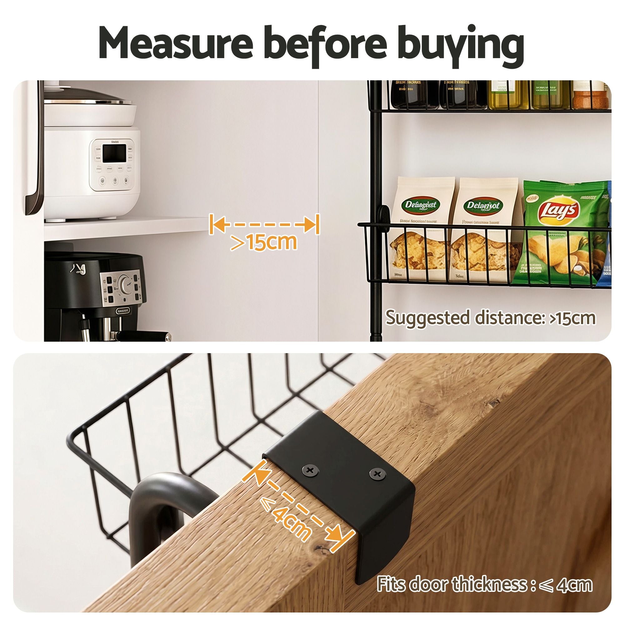 Artiss Over Door Storage Hanger Pantry 6-Tier Metal Hook Hanging Organiser Black Bedworld