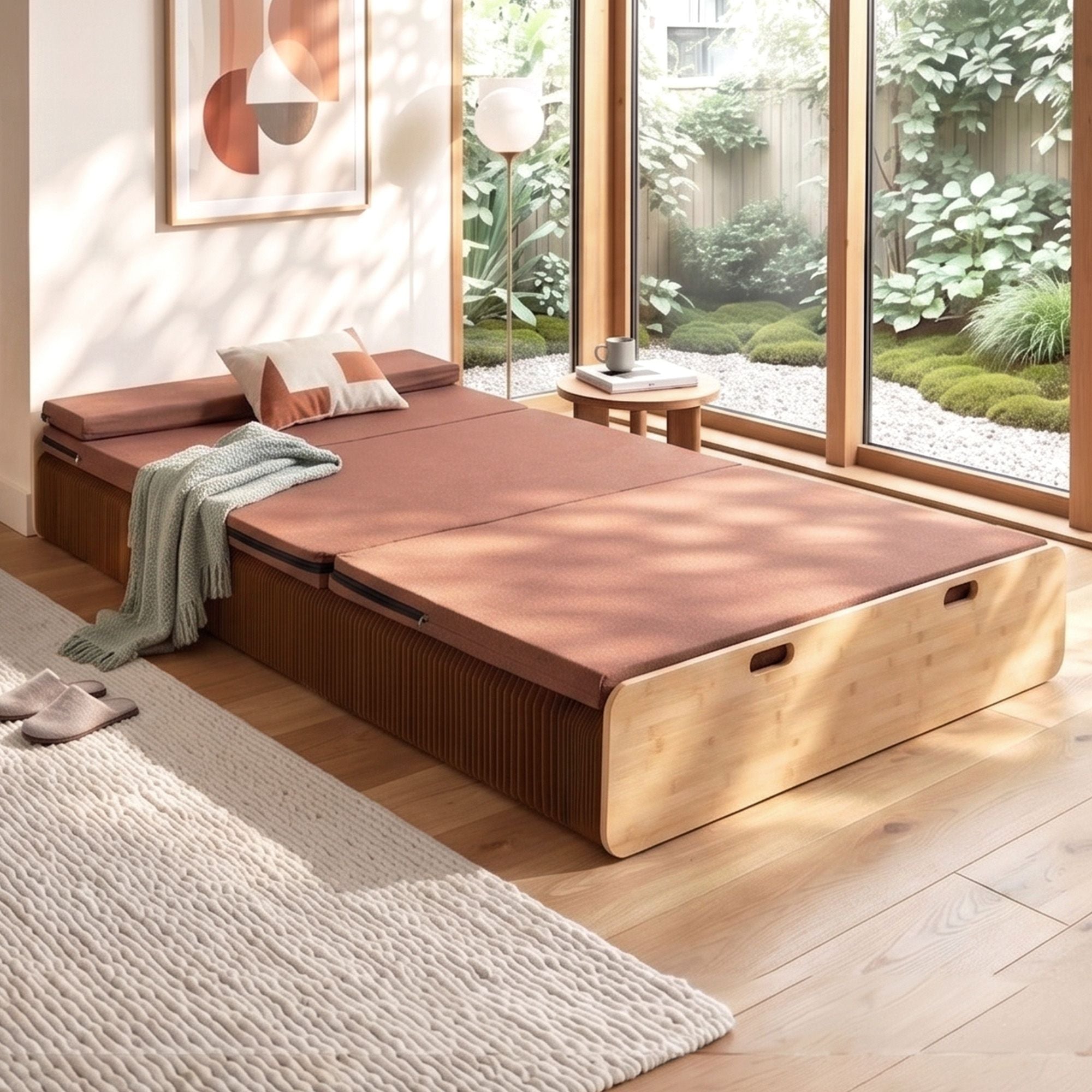 Artiss Folding Kraft Paper Bed Frame with Mattress and Pillow 300kg Capacity 200x120cm Bedworld
