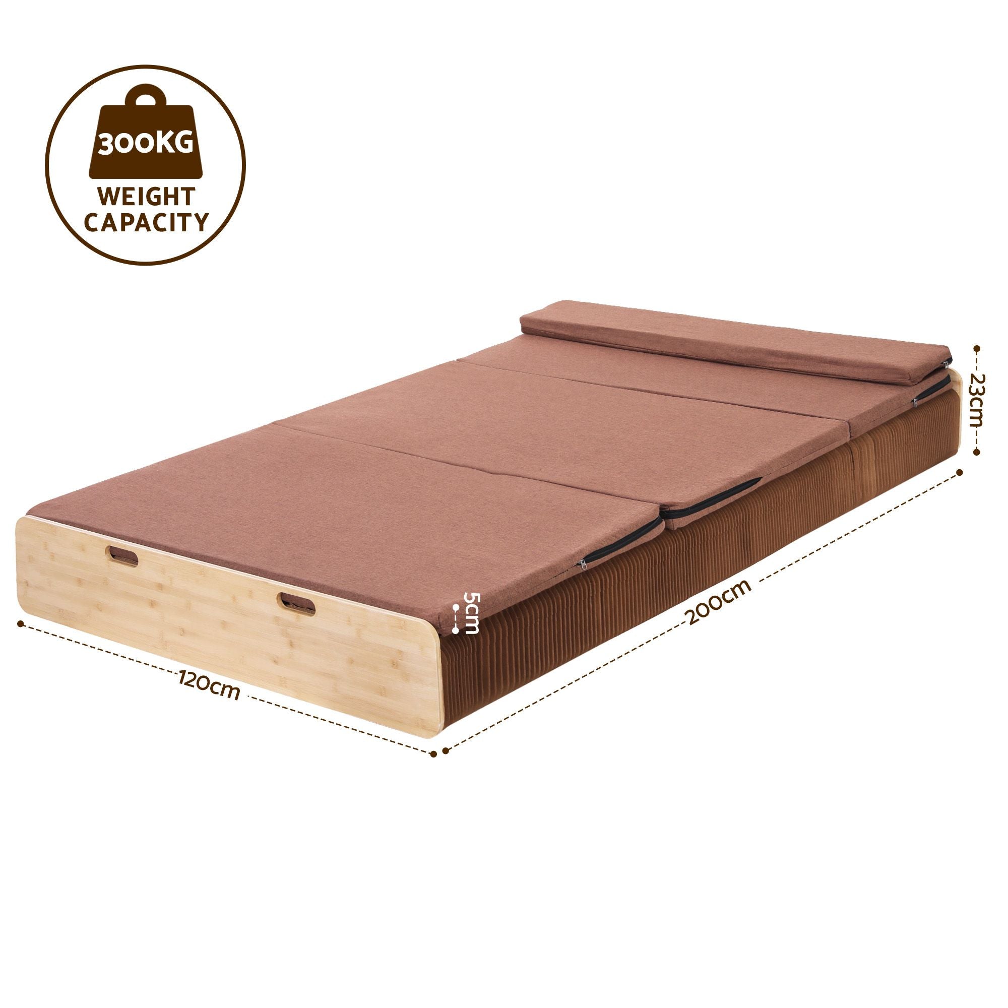 Artiss Folding Kraft Paper Bed Frame with Mattress and Pillow 300kg Capacity 200x120cm Bedworld