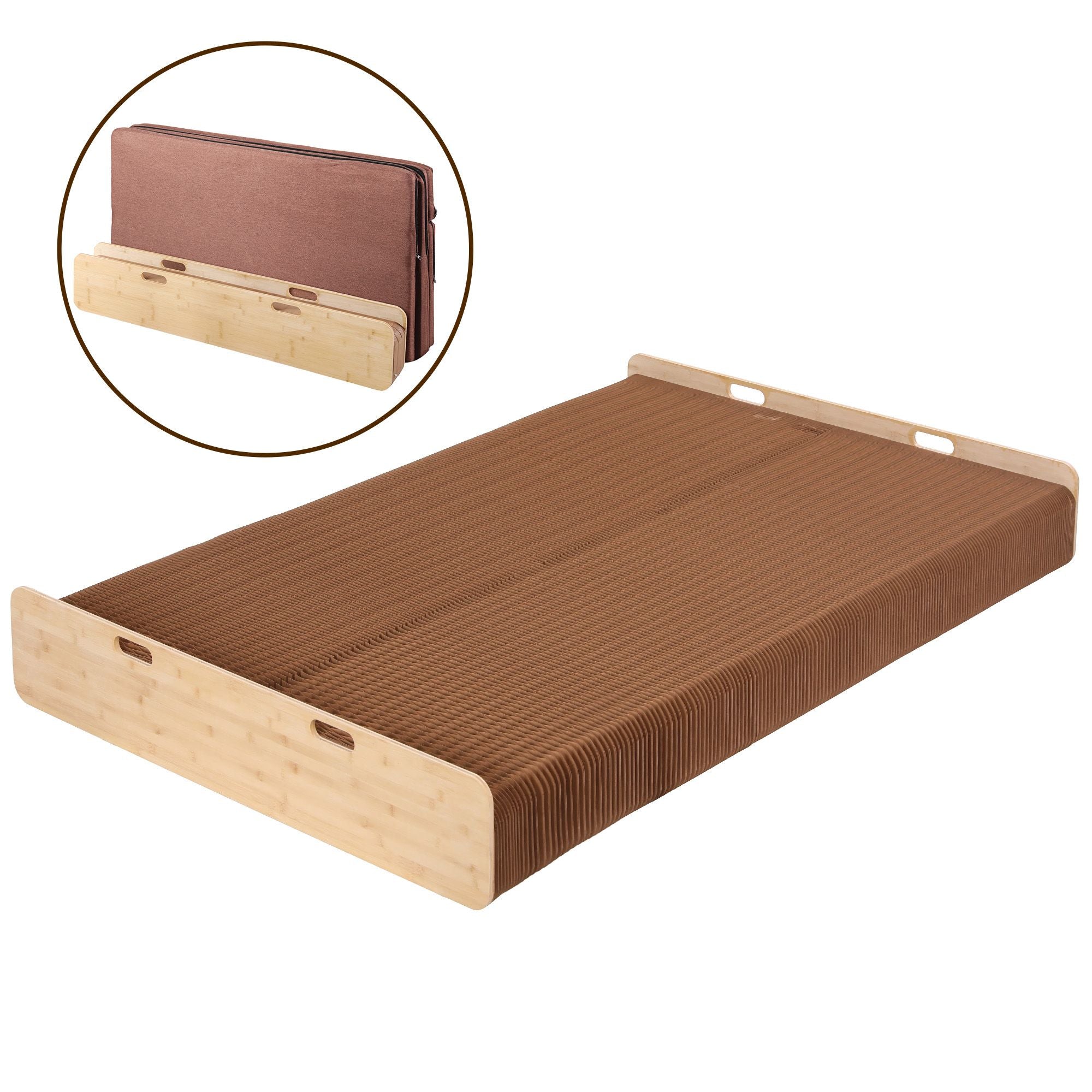 Artiss Folding Kraft Paper Bed Frame with Mattress and Pillow 300kg Capacity 200x120cm Bedworld
