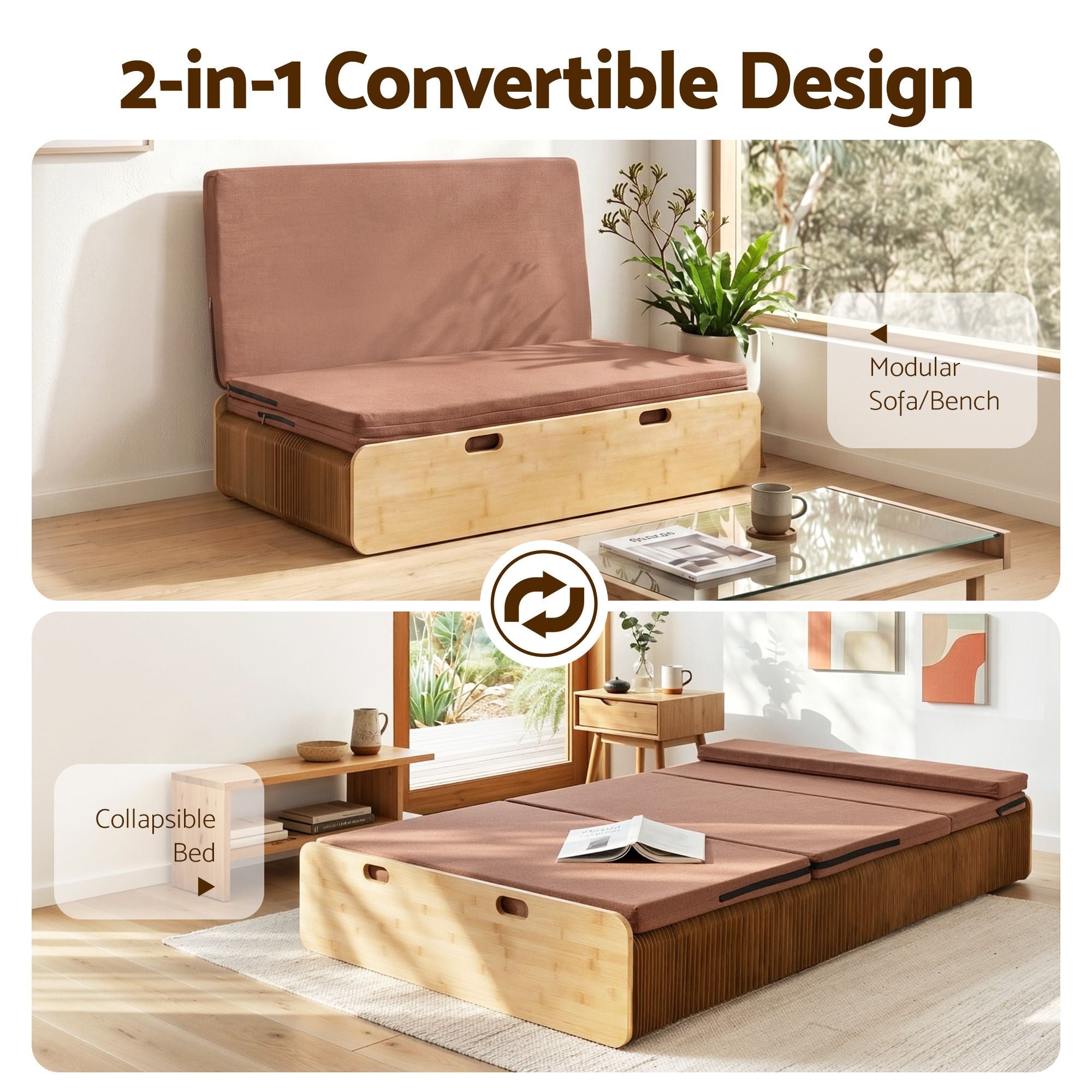 Artiss Folding Kraft Paper Bed Frame with Mattress and Pillow 300kg Capacity 200x120cm Bedworld