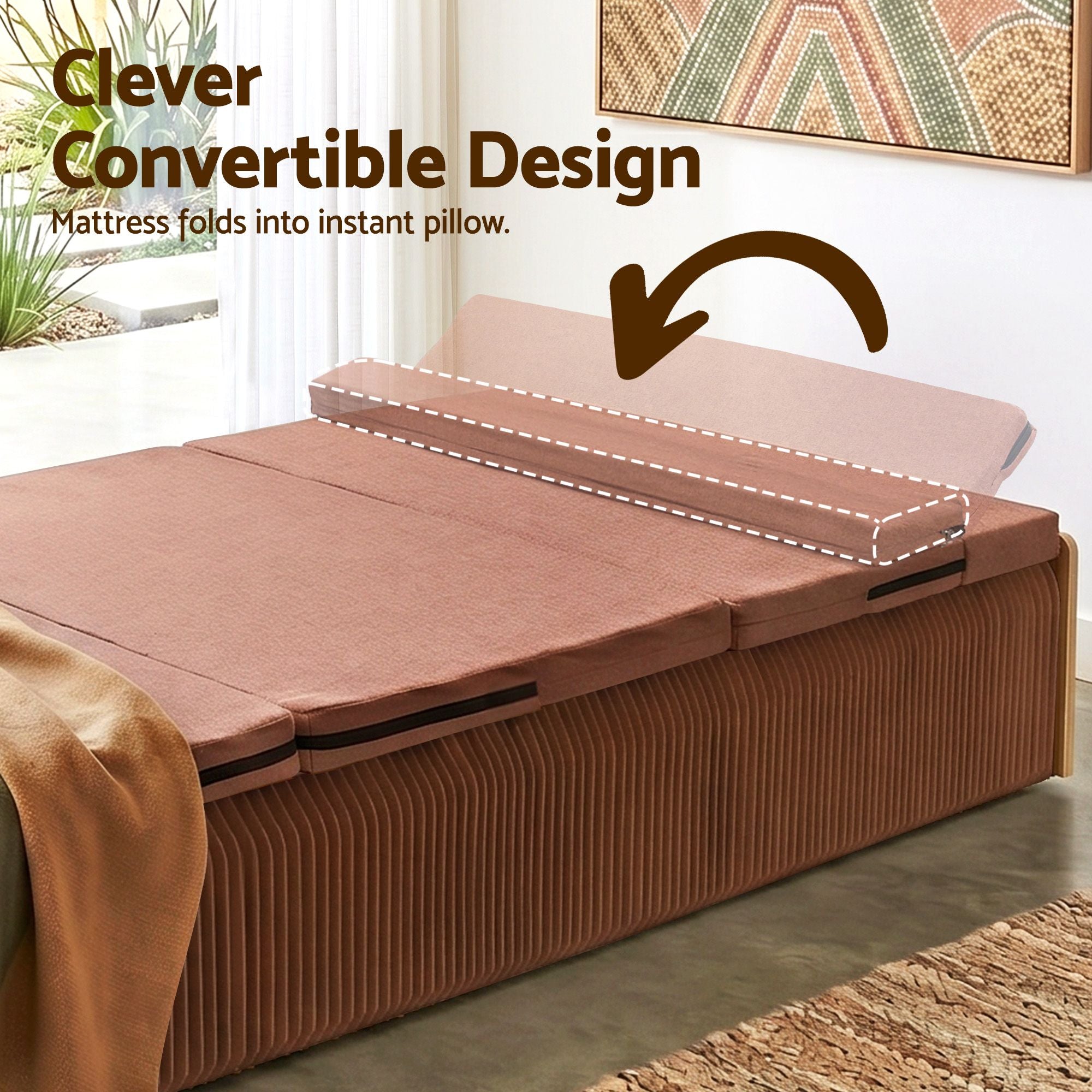 Artiss Folding Kraft Paper Bed Frame with Mattress and Pillow 300kg Capacity 200x120cm Bedworld