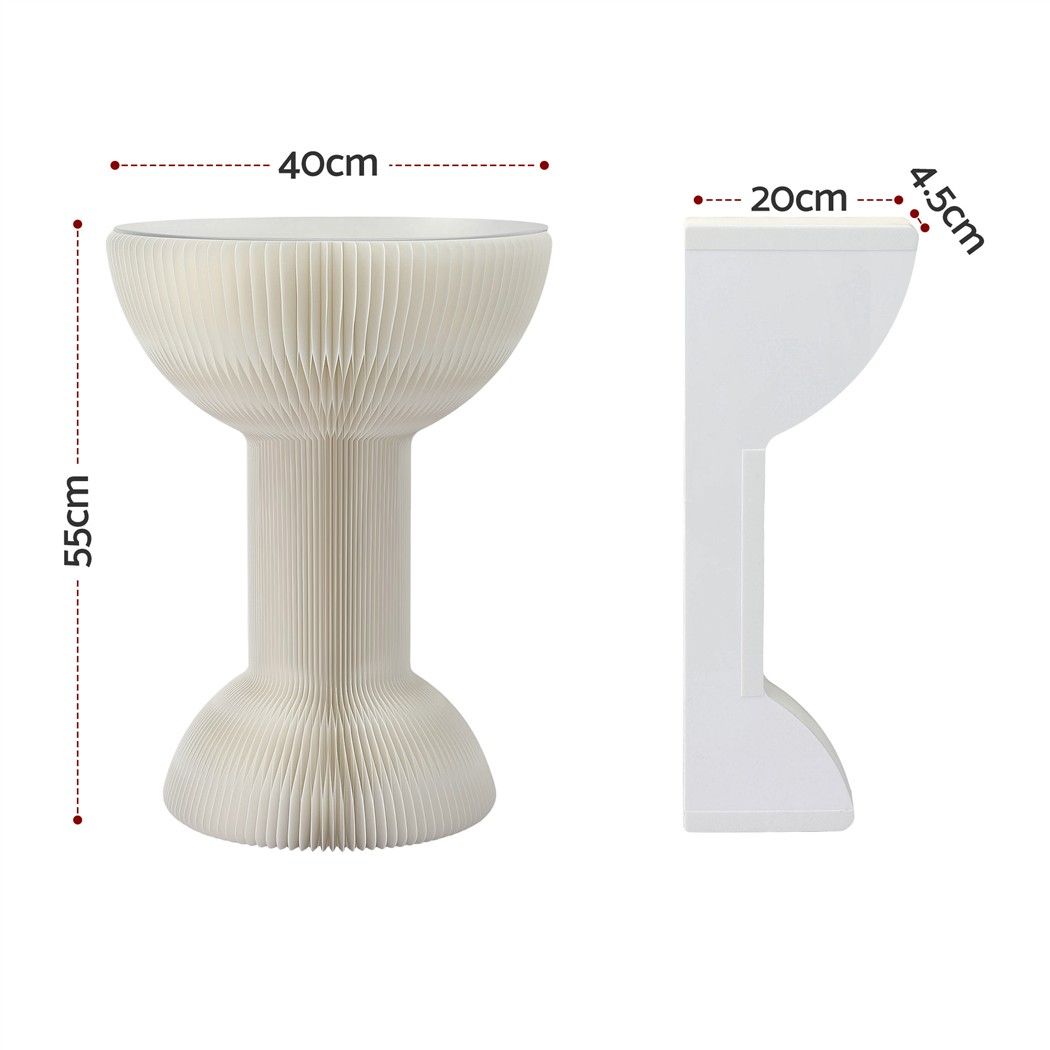 Artiss Paper End Table Honeycomb Coffee Table Foldable Round Bedside Side Table White 40x55cm Bedworld