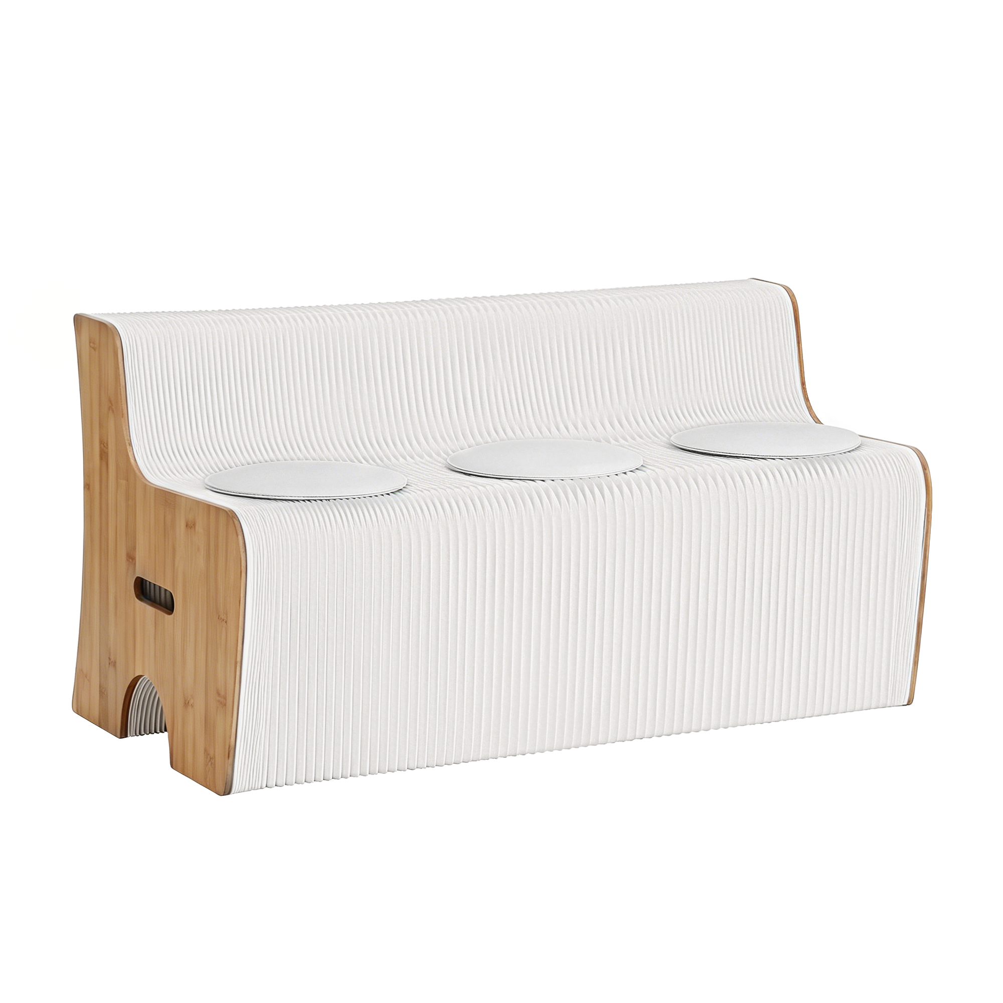 Artiss Folding Kraft Paper Sofa 3 Seater Accordion Bench with PU Leather Cushion Collapsible Couch 300kg Capacity 150x59x63cm Bedworld