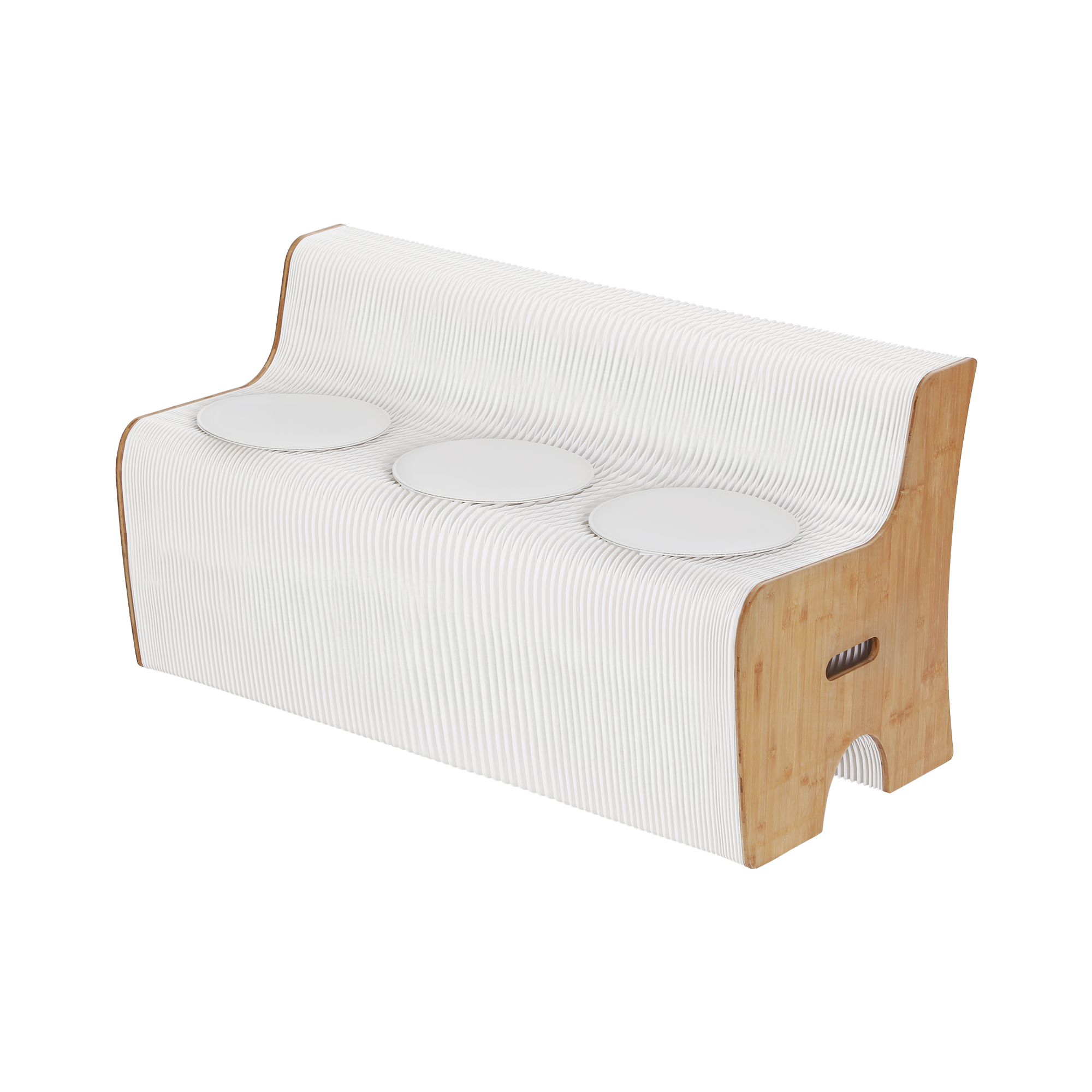 Artiss Folding Kraft Paper Sofa 3 Seater Accordion Bench with PU Leather Cushion Collapsible Couch 300kg Capacity 150x59x63cm Bedworld