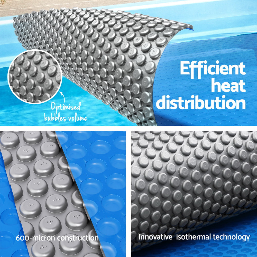 Aqua Buddy Pool Cover 600 Micron Bubble Heat Solar Blanket Blue Silver 10.5x4.2m
