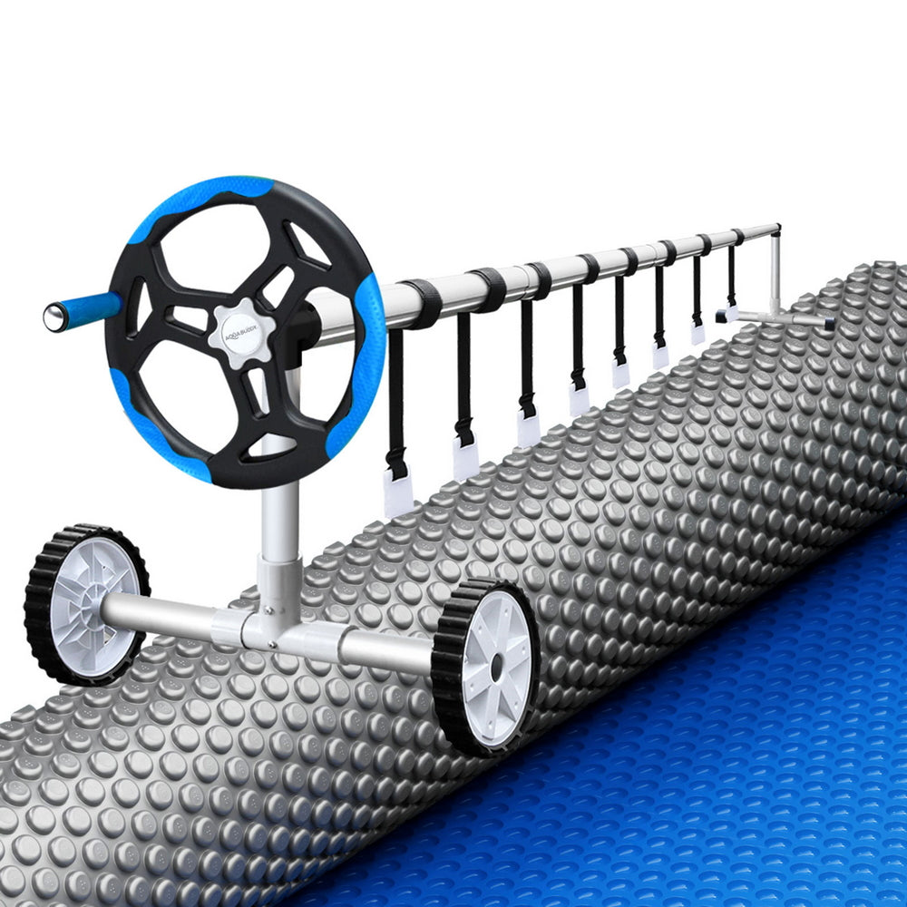 Aqua Buddy Pool Cover 600 Micron Solar Heat Blanket 10.5x4.2m w/ 5.55m Roller Blue