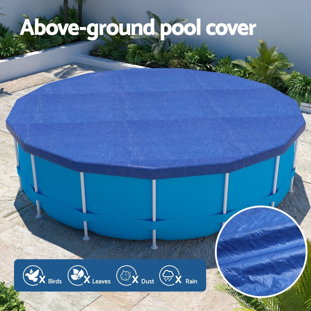 Aqua Buddy Pool Cover Fit 3.66m Round Above-ground Swimming Pool Blanket Blue Bedworld