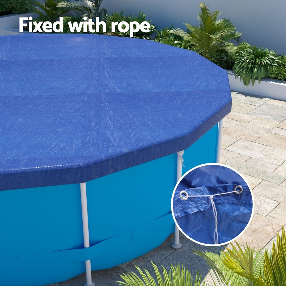 Aqua Buddy Pool Cover Fit 3.66m Round Above-ground Swimming Pool Blanket Blue Bedworld