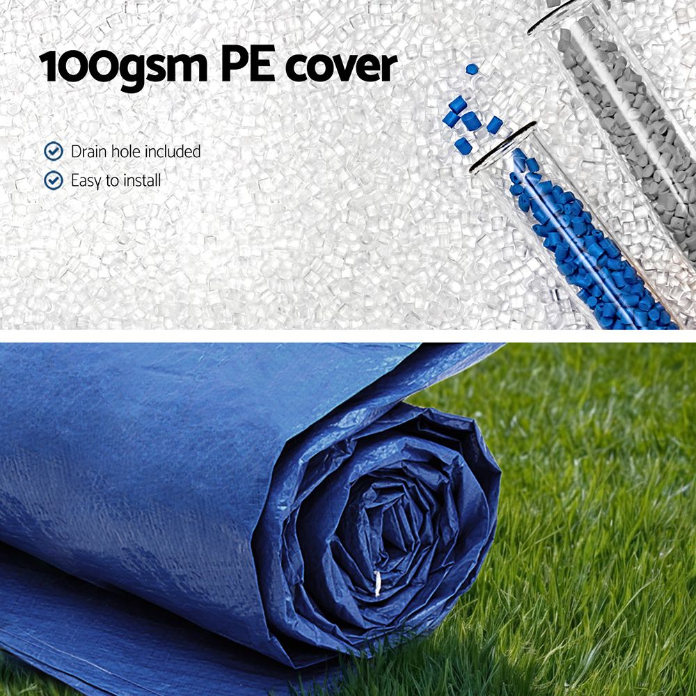 Aqua Buddy Pool Cover Fit 3.66m Round Above-ground Swimming Pool Blanket Blue Bedworld