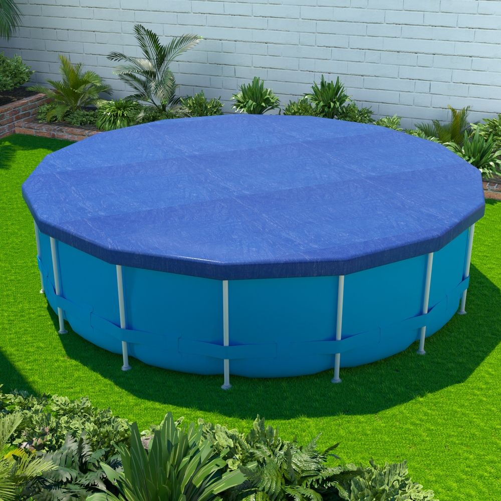 Aqua Buddy Pool Cover Fit 3.66m Round Above-ground Swimming Pool Blanket Blue Bedworld