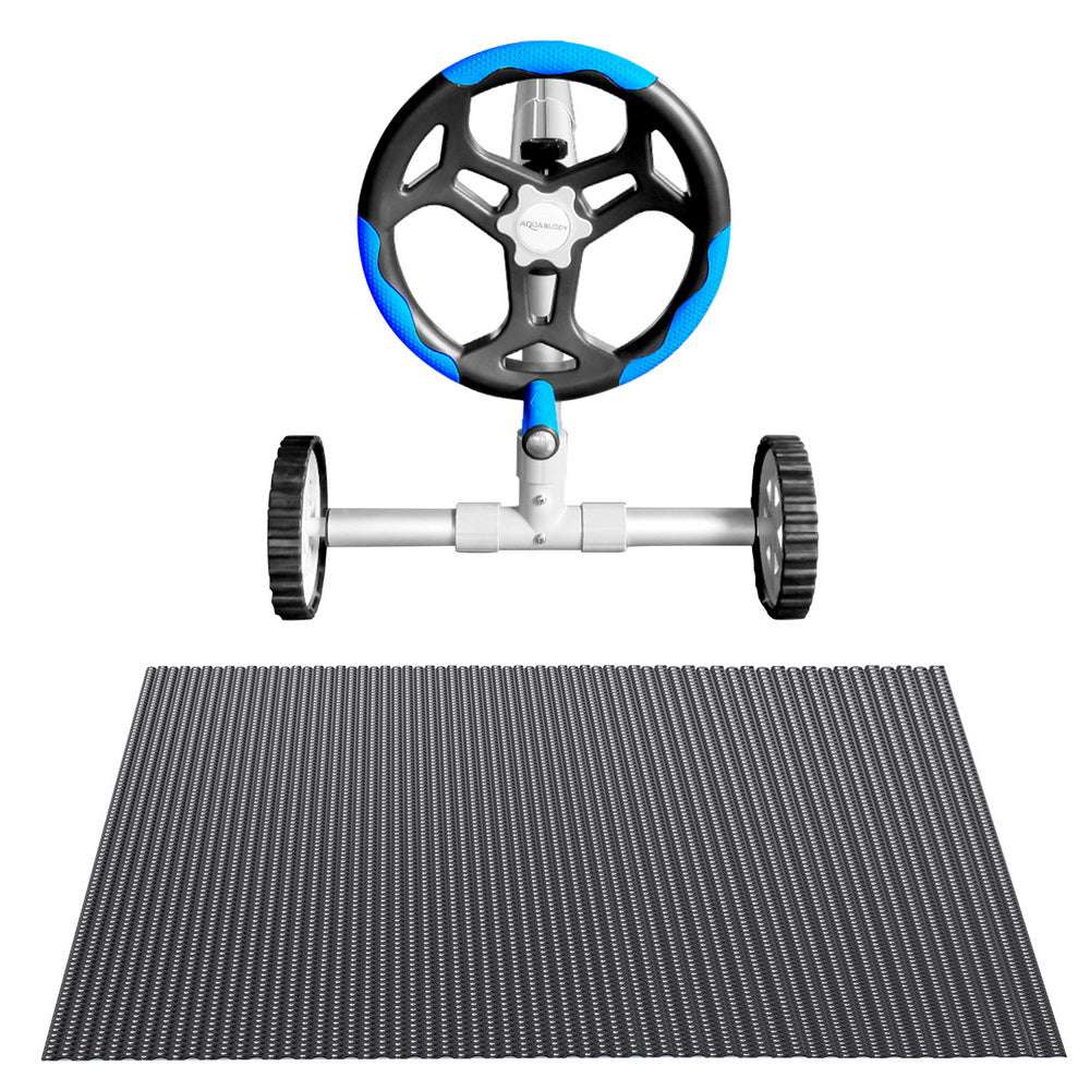 Aqua Buddy Pool Cover 600 Micron 6.5x3m w/ Roller 5.55m Black Solar Blanket