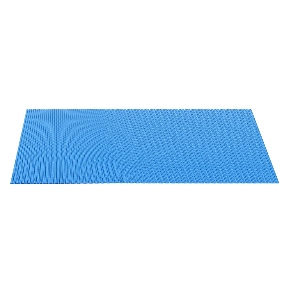 Blue pool solar blanket, flat sheet with domed bubble texture.