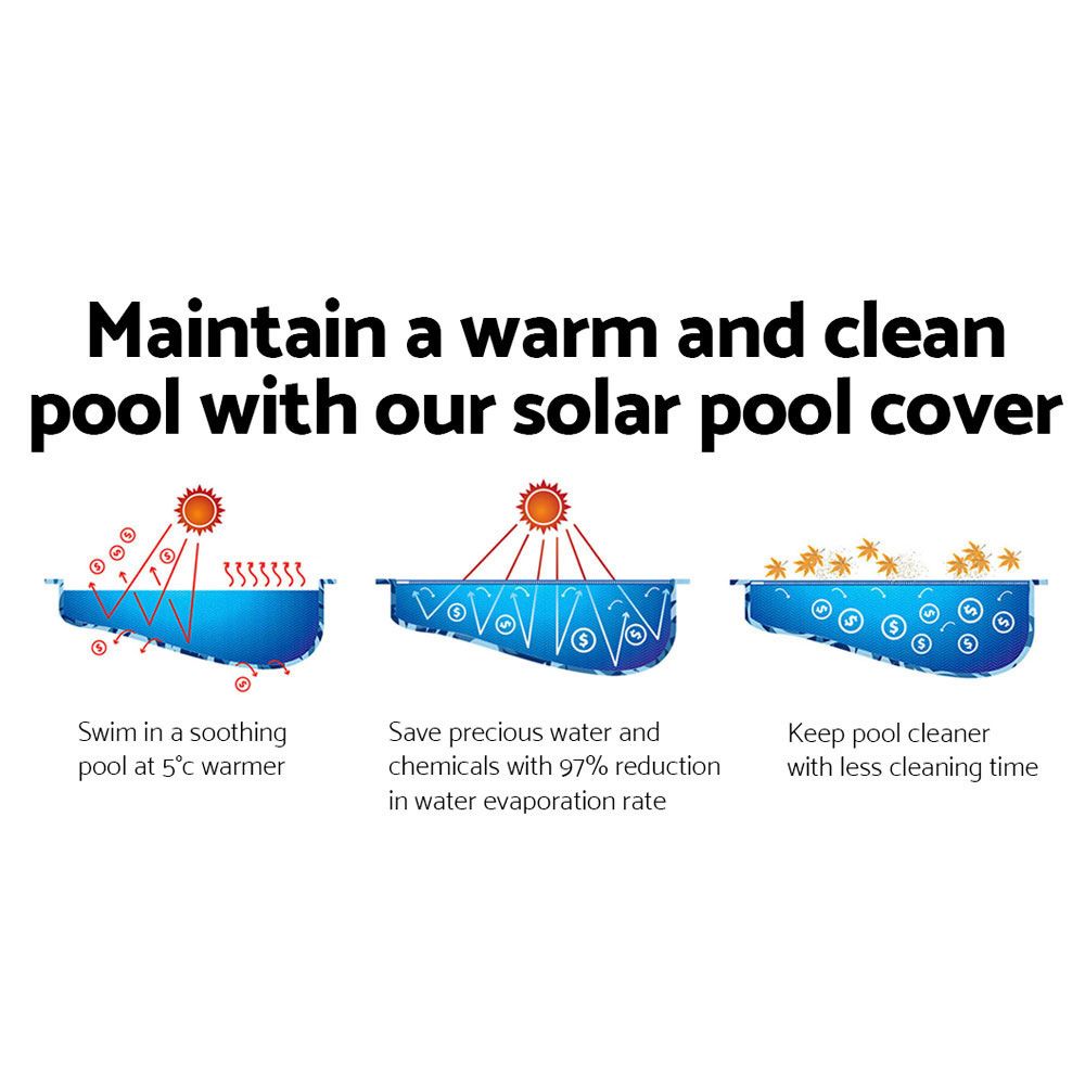 Aqua Buddy Pool Cover 8x4.2m 400 Micron Swimming Pool Solar Blanket Blue Bedworld
