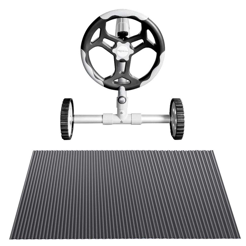 Aqua Buddy Pool Cover 600 Micron 8.5x4.2m w/ Roller 5.55m Swimming Pools Black Solar Blanket