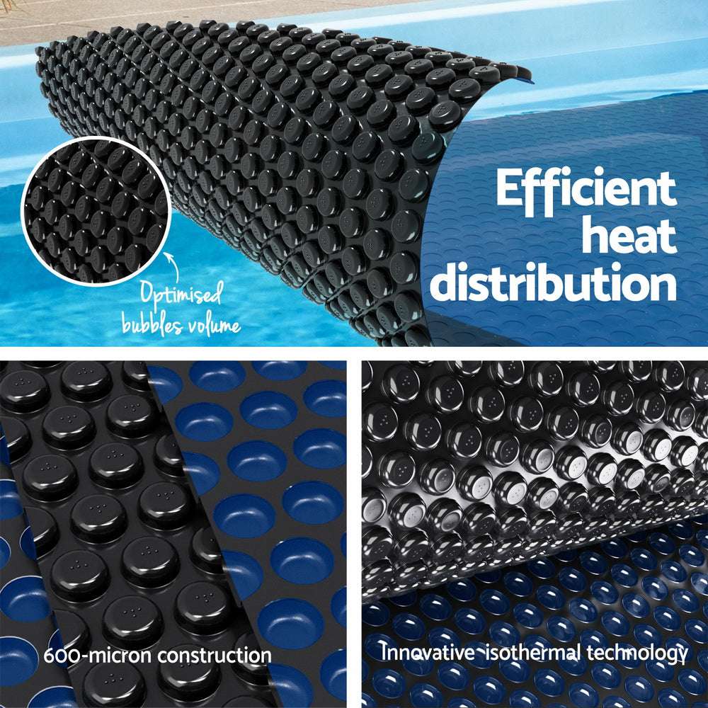 Aqua Buddy Pool Cover 600 Micron 9.5x5m w/ Roller 5.55m Swimming Pools Black Solar Blanket