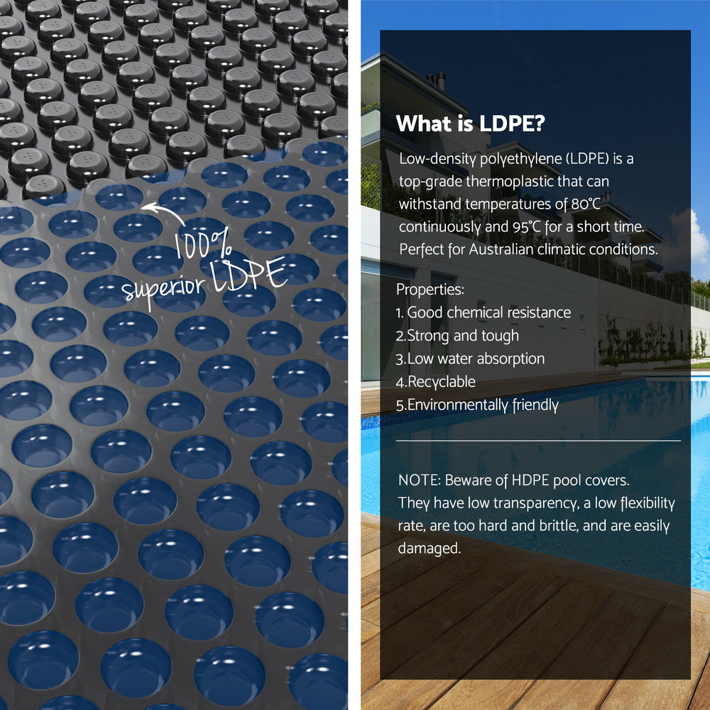 Aqua Buddy Pool Cover 600 Micron 9.5x5m w/ Roller 5.55m Swimming Pools Black Solar Blanket