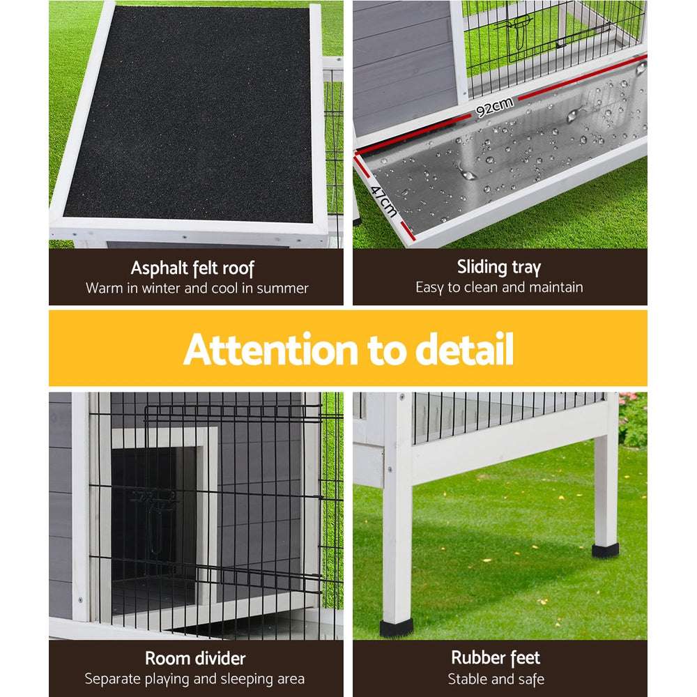 i.Pet Rabbit Hutch Chicken Coop 97cm x 49cm x 86cm Chicken Coop Large Run Wooden Outdoor Cage House