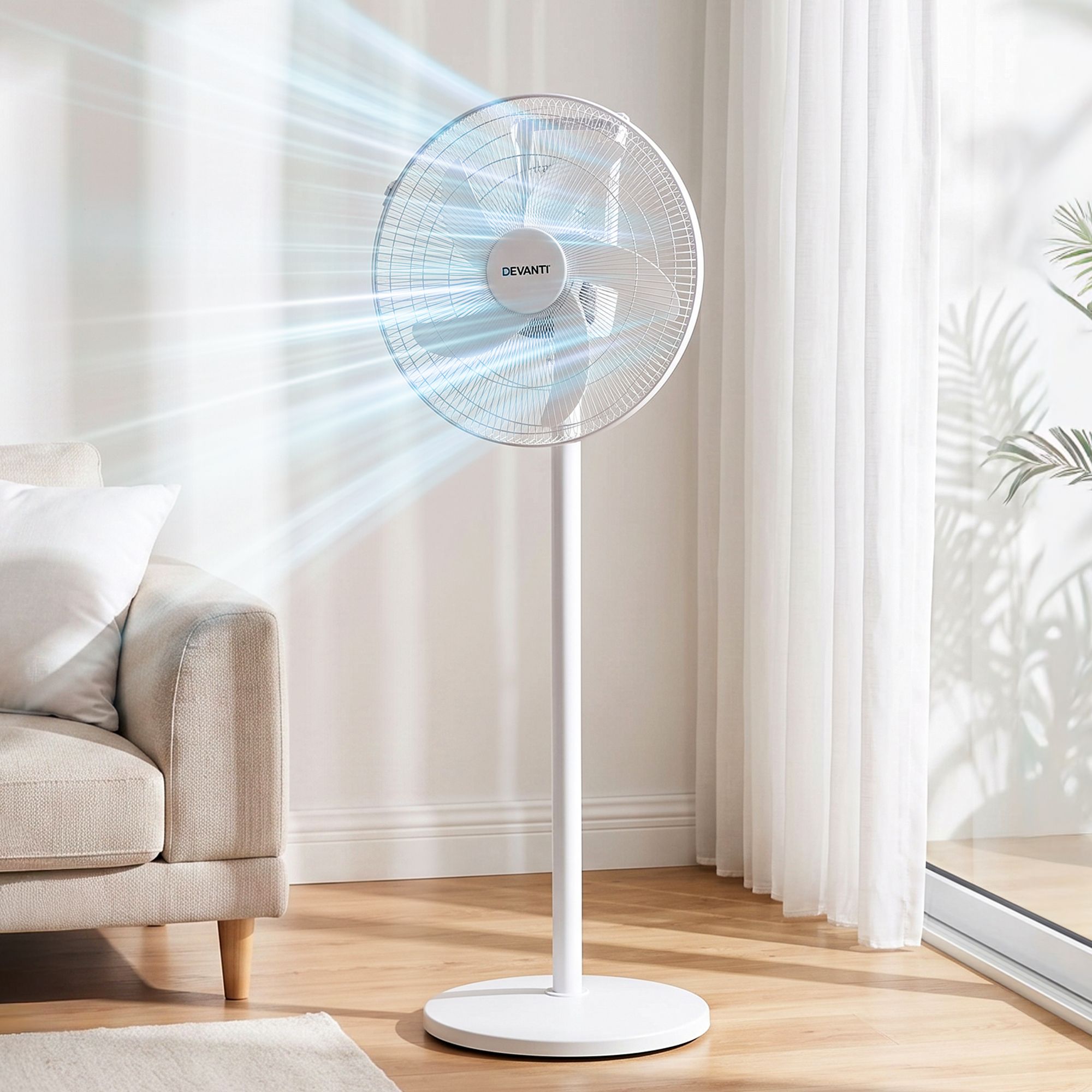 DEVANTI 16" 5-in-1 Rechargeable Fan for Pedestal Table Floor Wall Ceiling Bedworld
