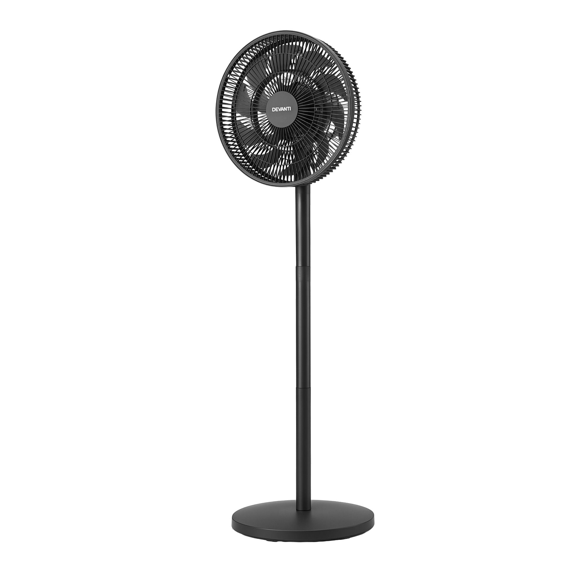 Devanti Pedestal Fan with Remote, 7 Speeds 3 Heights DC Motor, Black Bedworld