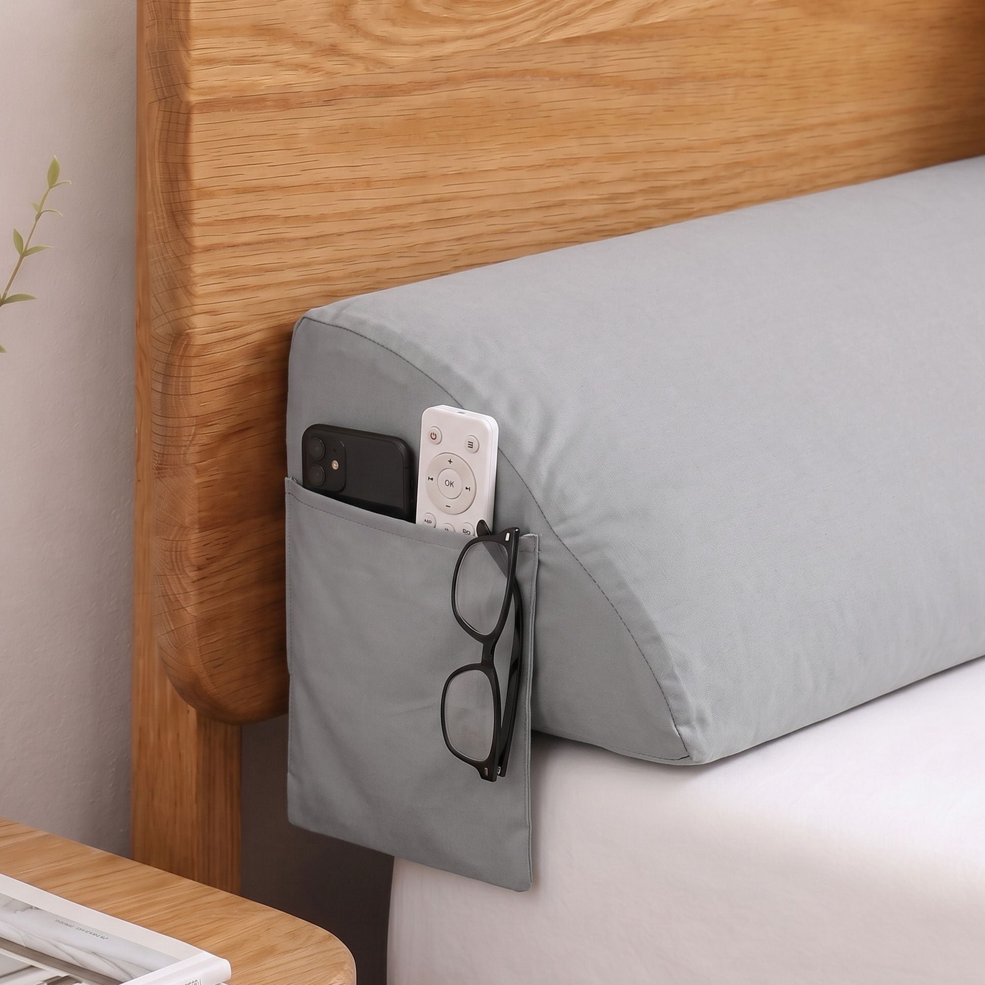 Giselle King Bed Wedge Pillow For Headboard, Close Gap And Stop Pillows Sliding, Perfect For Dorm Or Tatami Reading, 25D Foam Mattress Gap Filler With 2 Side Pockets, Washable 110gsm Cover Bedworld