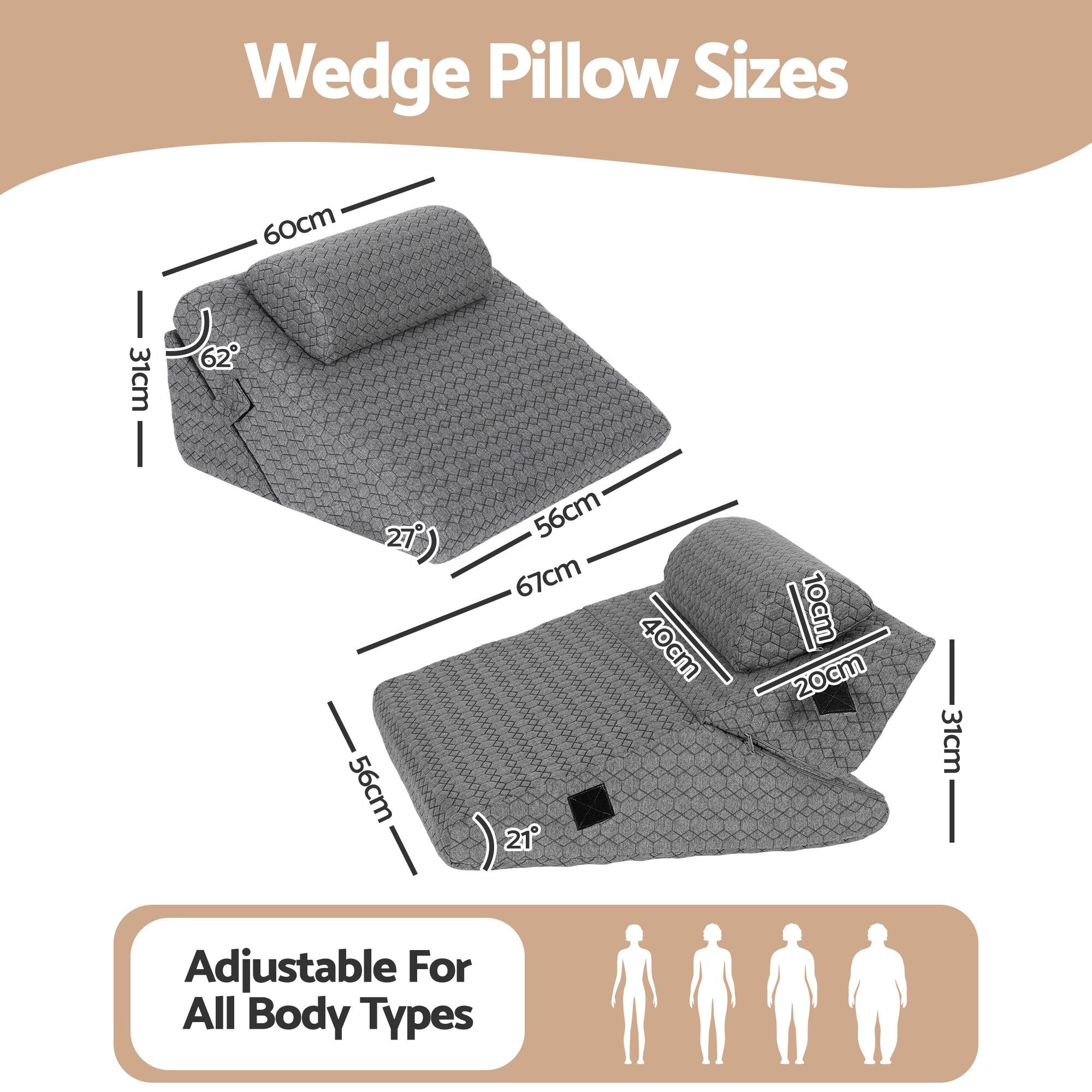 Giselle Bed Wedge Pillow for Headboard, Egg Gel Solves Night Sweats, Triangle Pillow for Reading & Sleeping, Adjustable Back & Neck Support, 30D Foam Bedworld