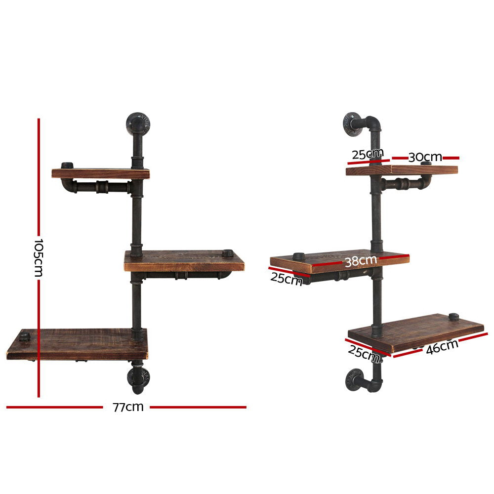 Artiss Floating DIY Pipe Shelf 3 Tiers - IVAN Bedworld