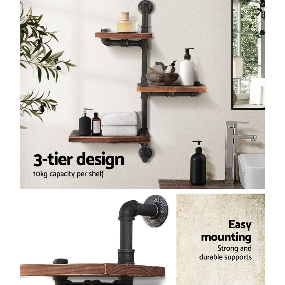 Artiss Floating DIY Pipe Shelf 3 Tiers - IVAN Bedworld
