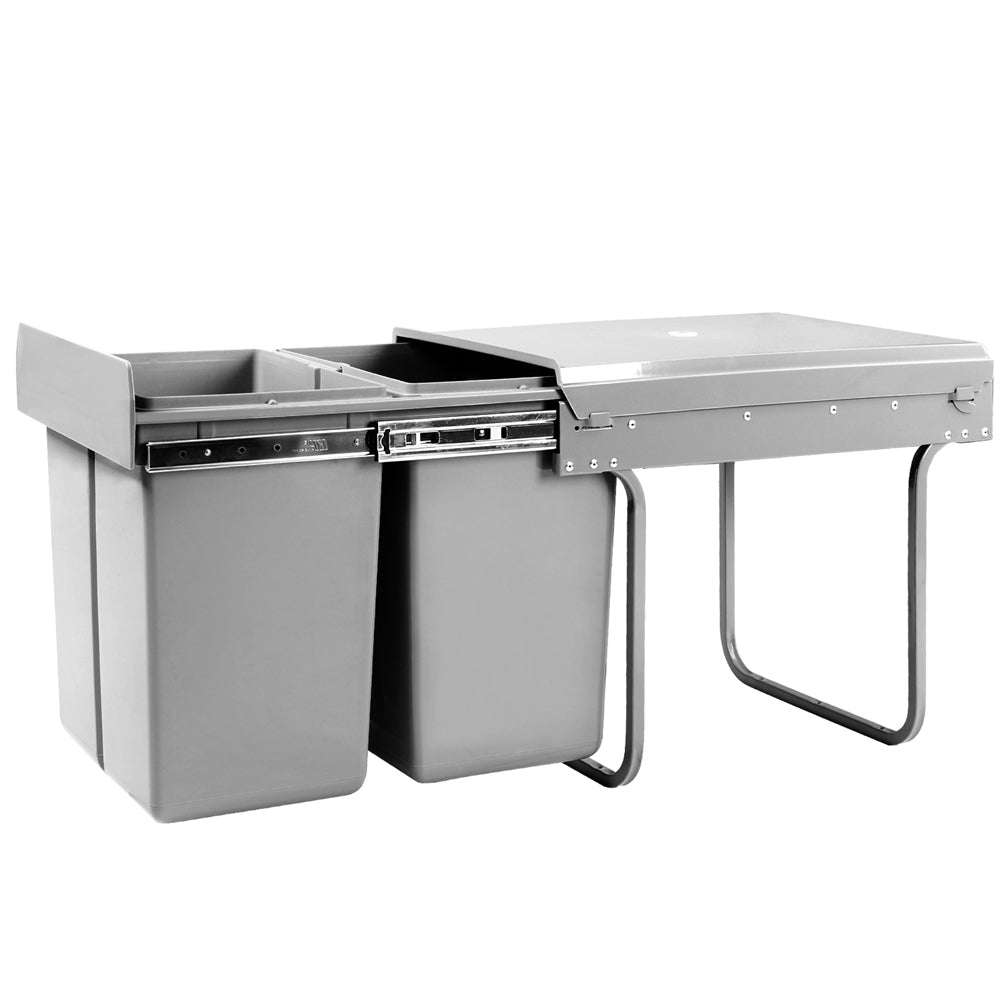 Bin Kitchen Double Basket 2X20L Grey